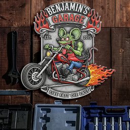 Badass Motorcycle Garage Metal Sign - Personalized Gifts For Biker - Photo 1