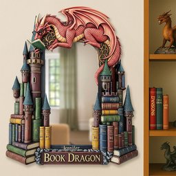 Dragon Reading Books Mirror, Personalized Gifts For Fantasy Books Lovers - Photo 1