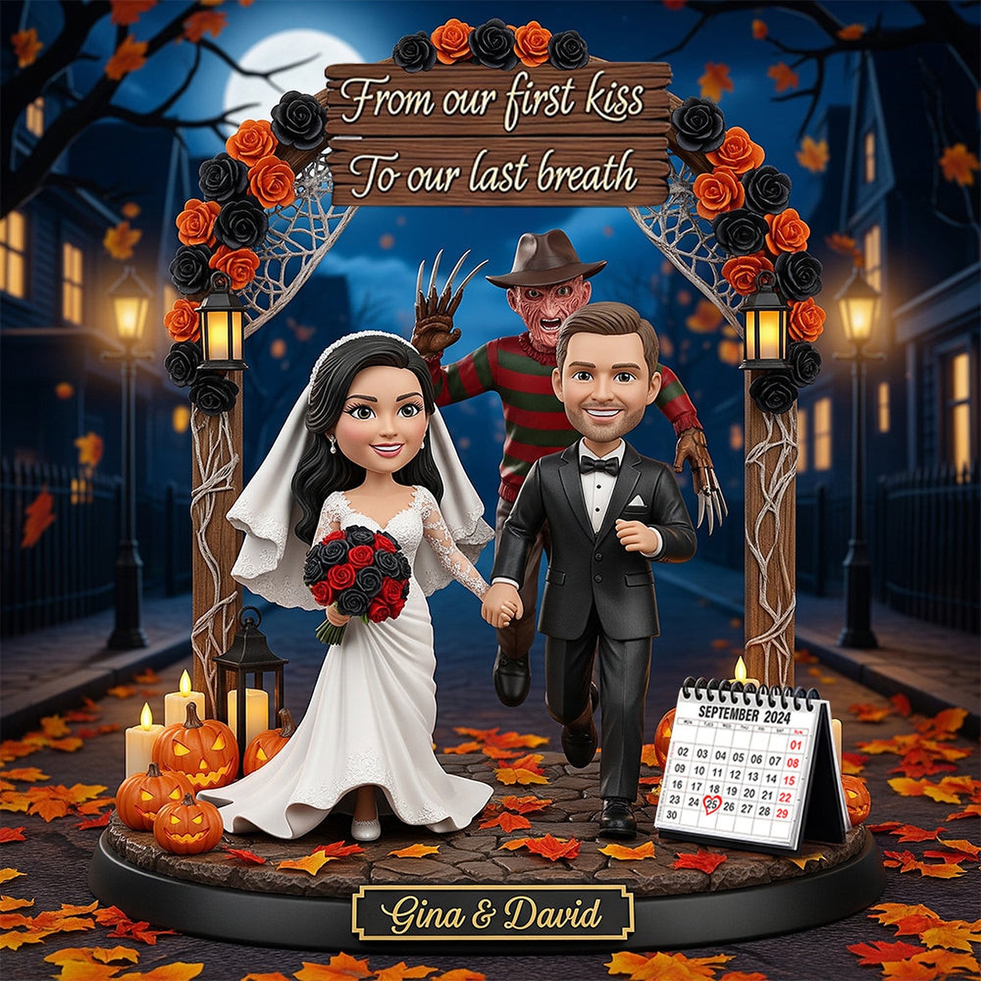 Custom Photo Plaque Personalized Funny Halloween Gifts For Newlywed Couple