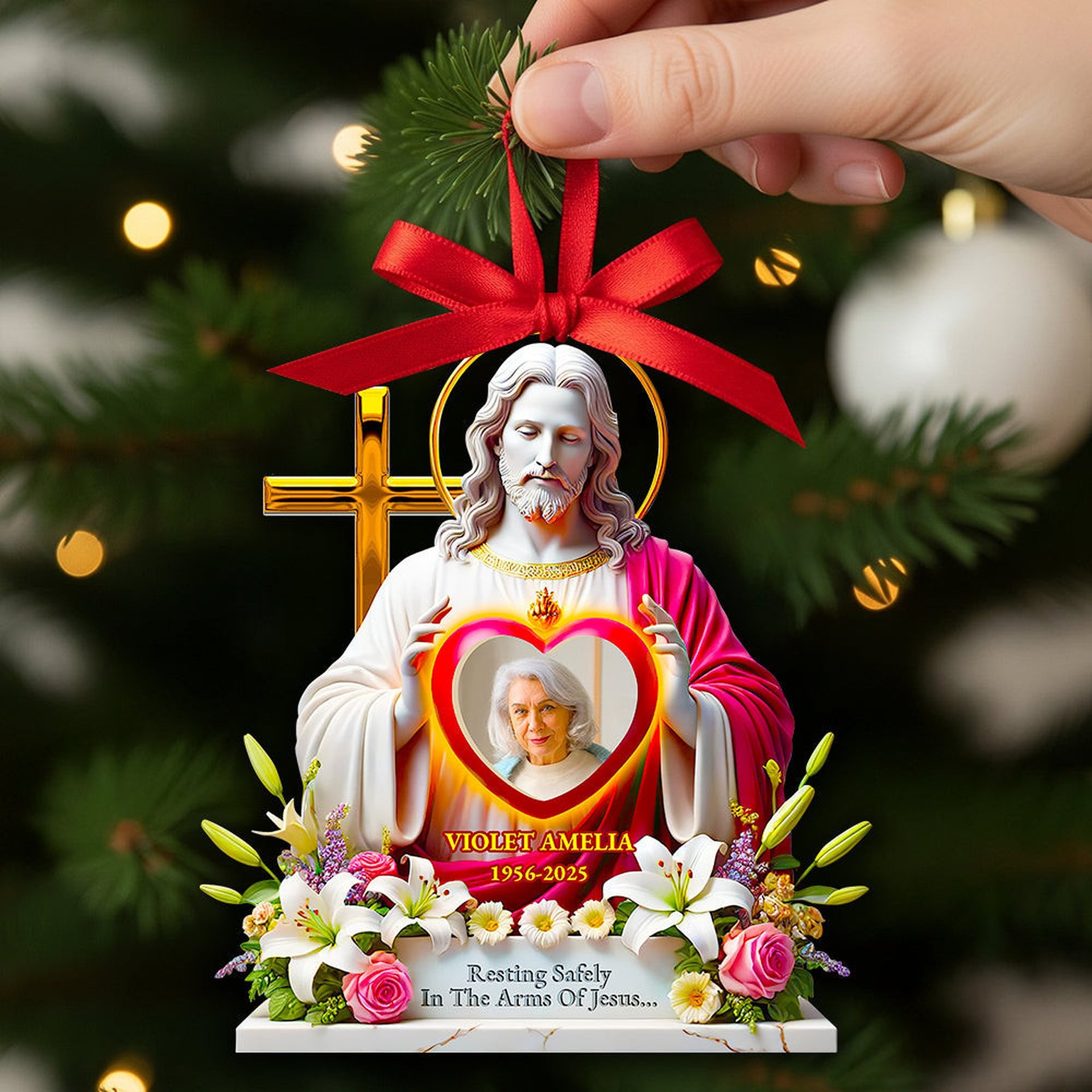 Memorial Jesus Ornament Custom Photo Gifts For Heaven