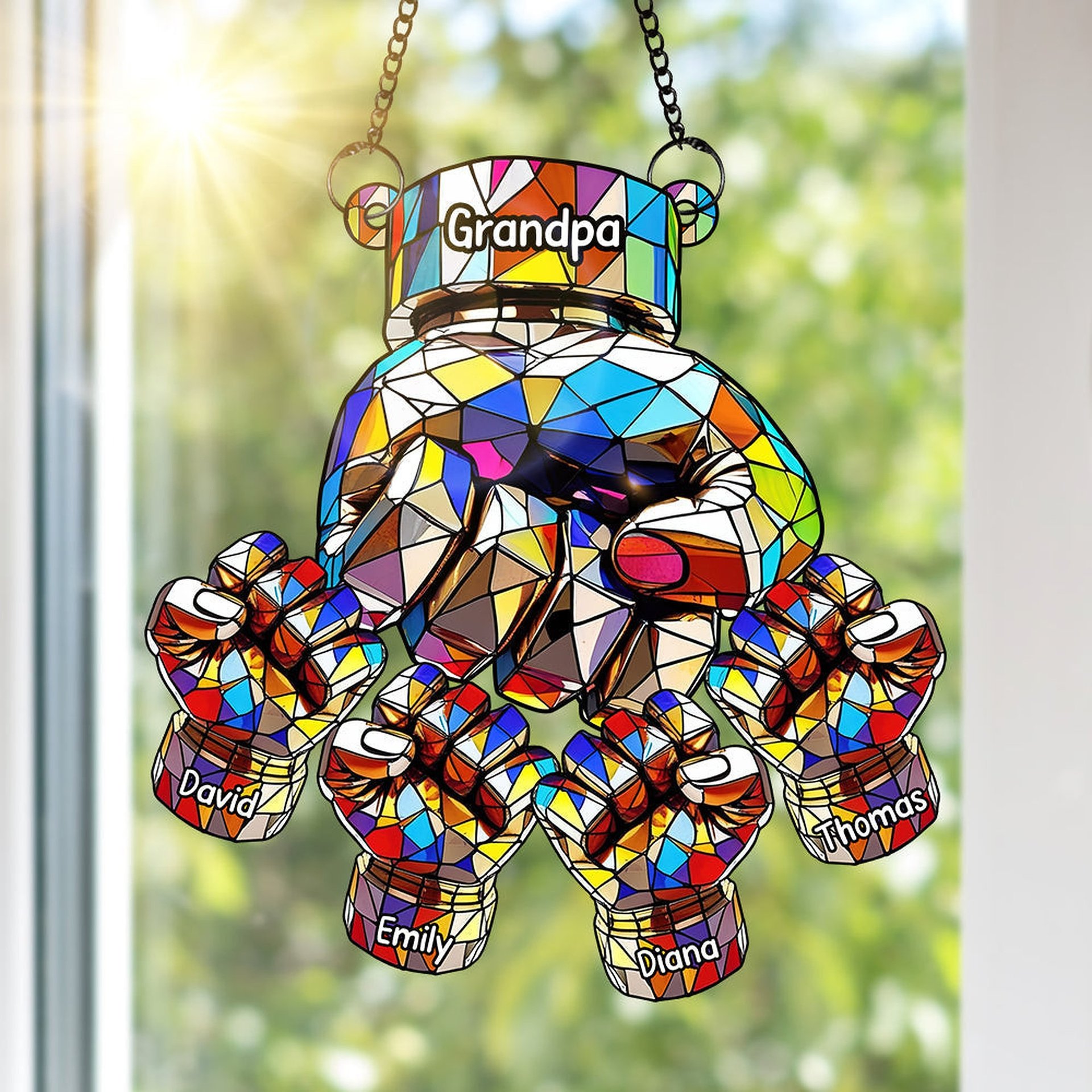 Fist Bump Suncatcher Ornament - Personalized Gifts For Grandpa - Photo 1