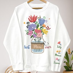 Best Mom, Grandma, Mama Ever Floral Custom Kids' Names - Personalized Sweatshirt - Photo 1