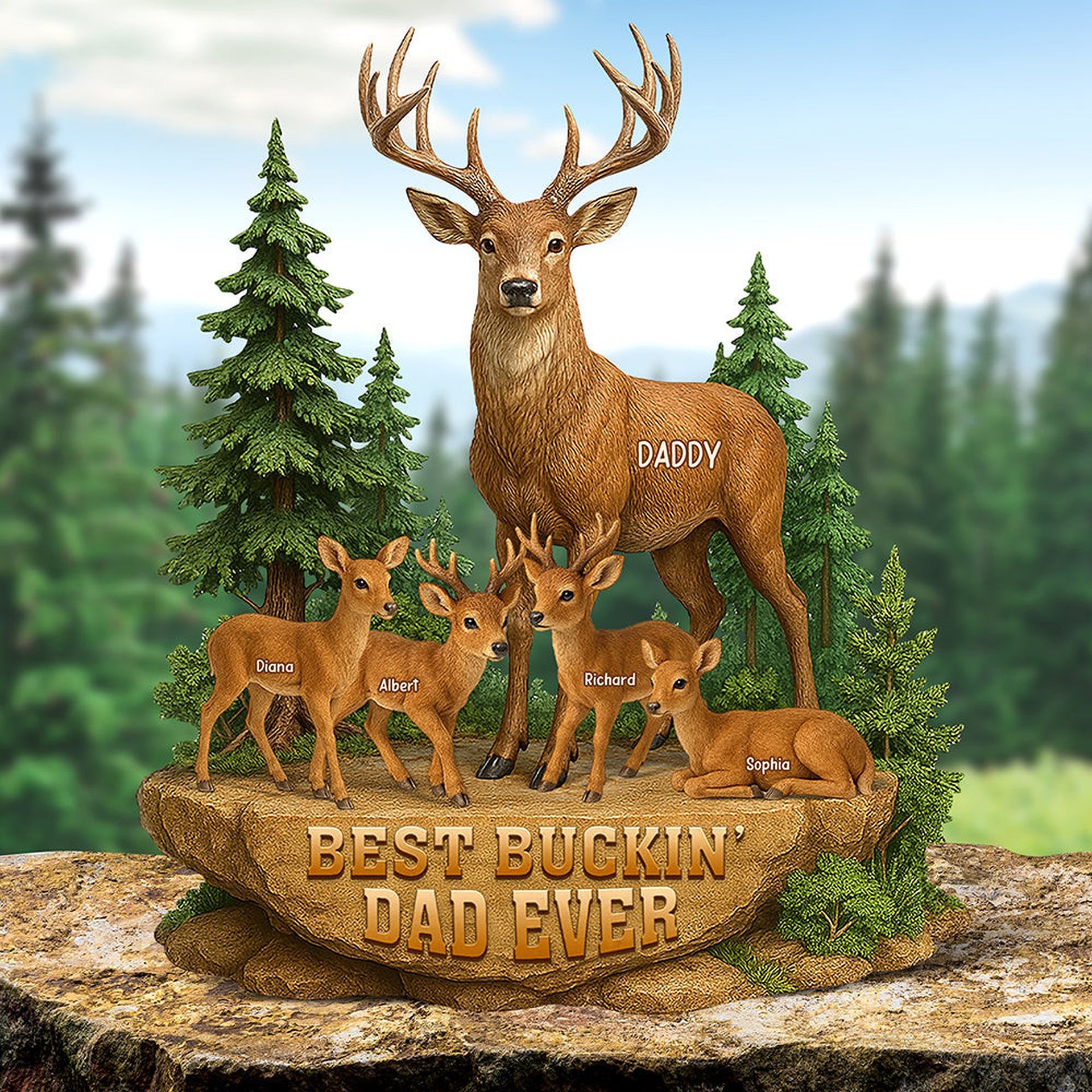 Reindeer Dad Plaque – Personalized Gifts For The Best Buckin’ Dad - Photo 1