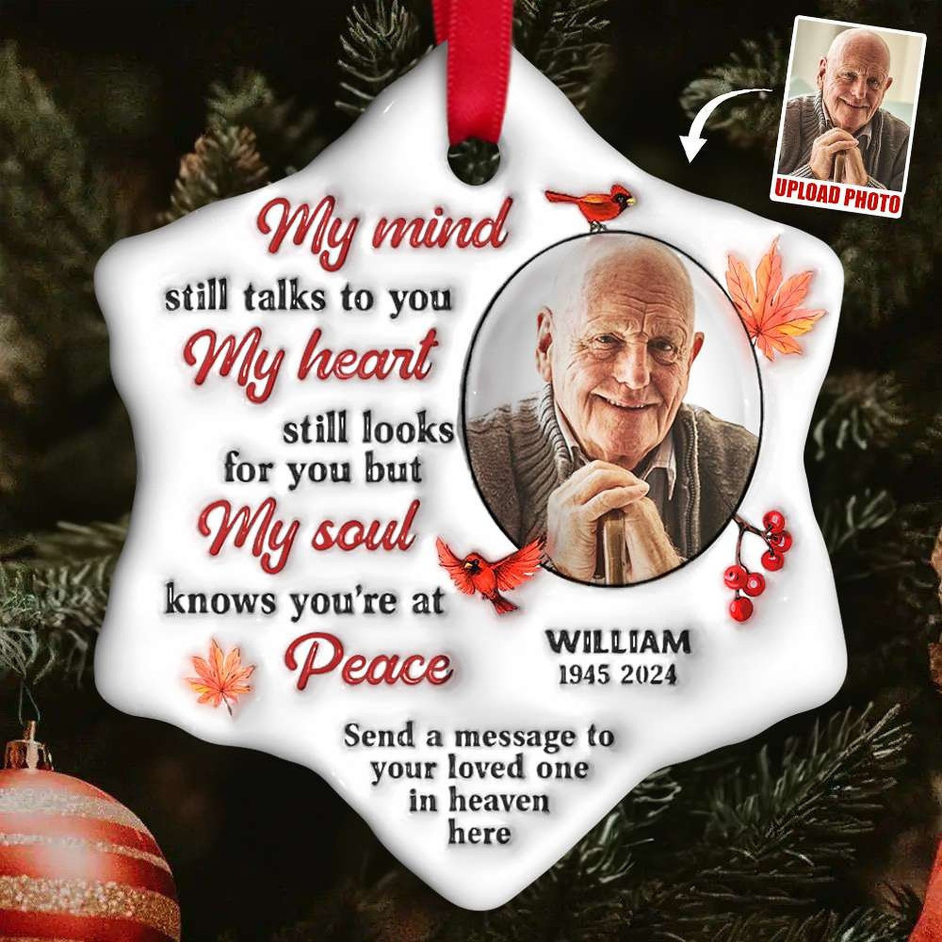 Custom Photo Gifts For Heaven Christmas Ornament