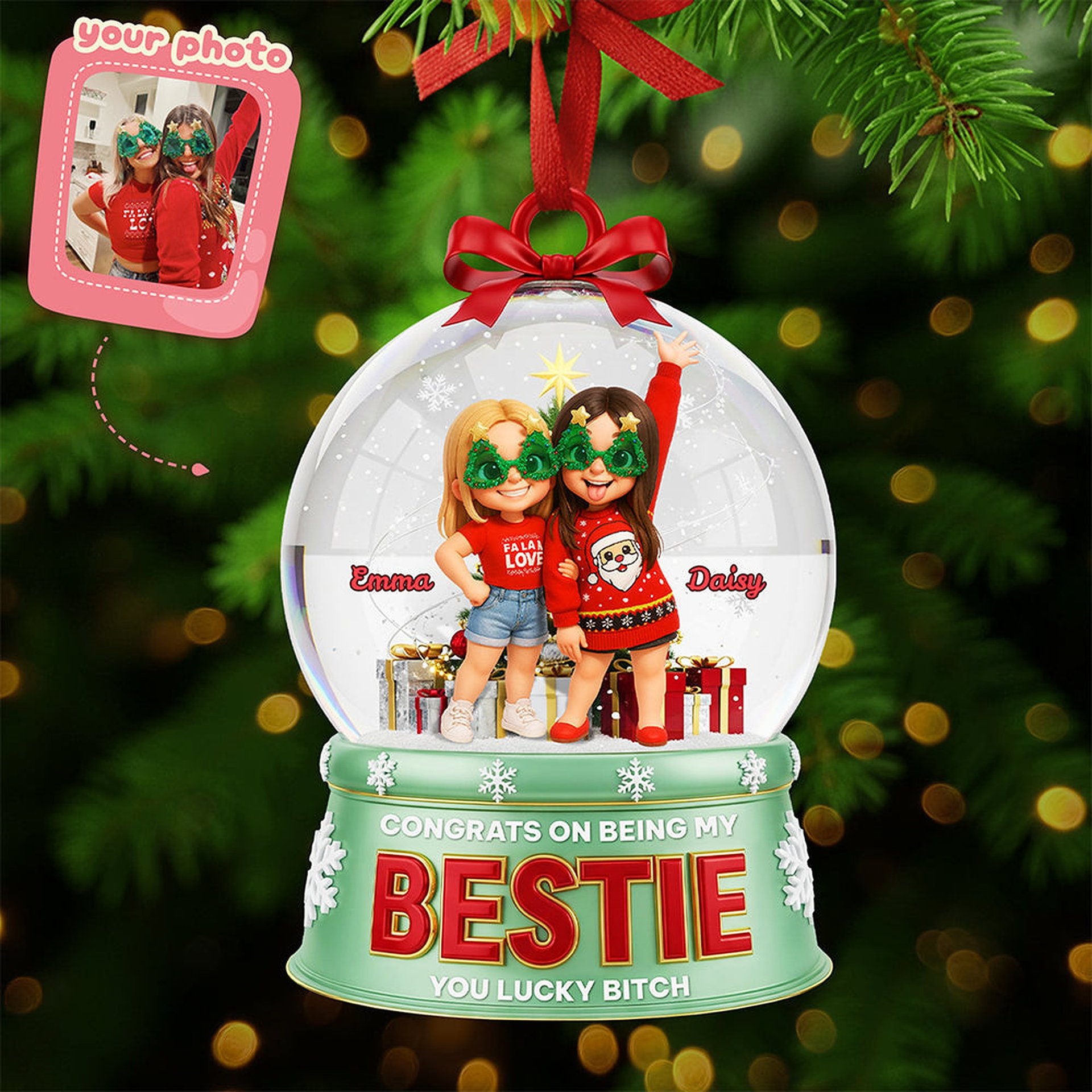 Personalized Gifts For Christmas, Bestie Custom Photo Acrylic Ornament