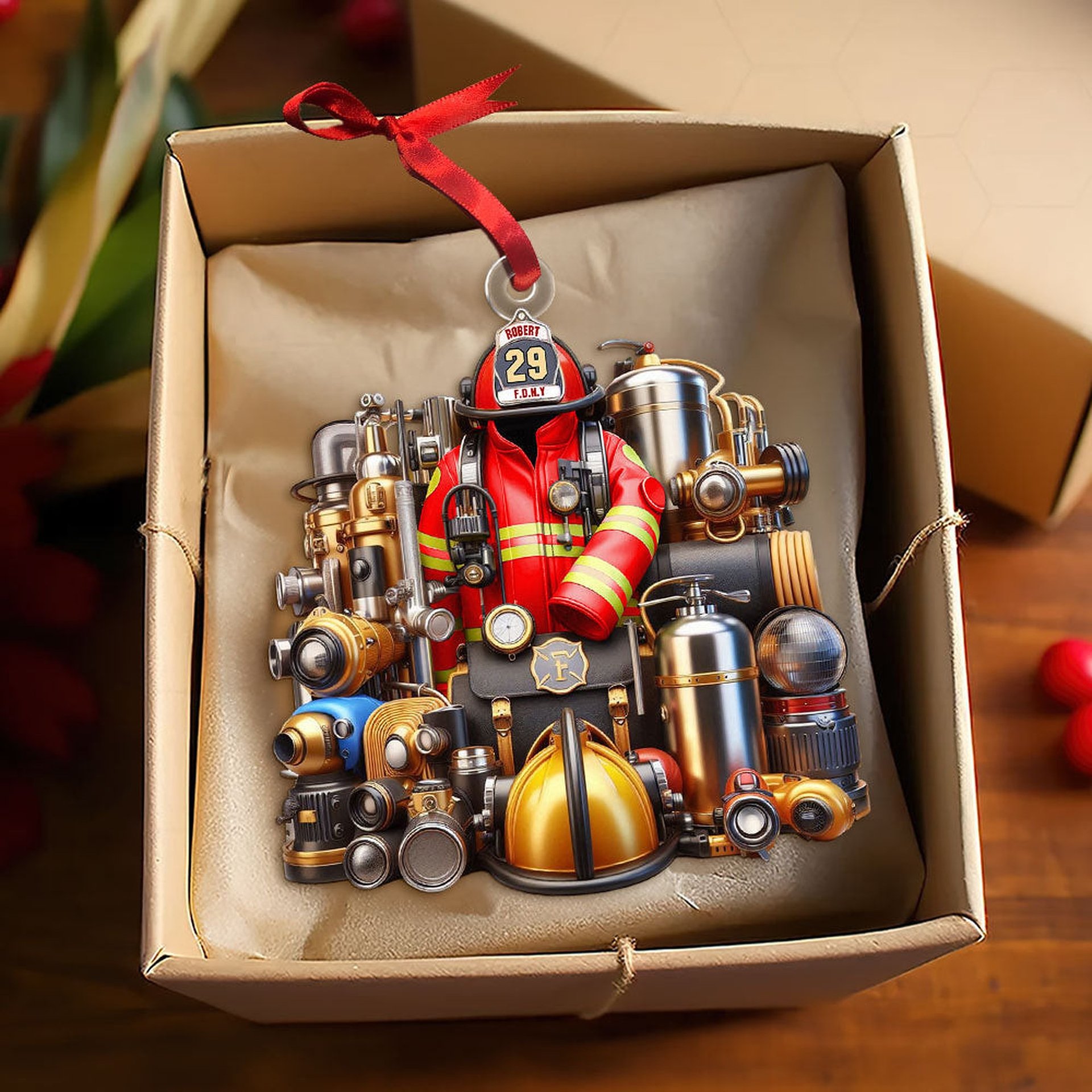Personalized Gift For Firefighter Christmas Ornament - Photo 1