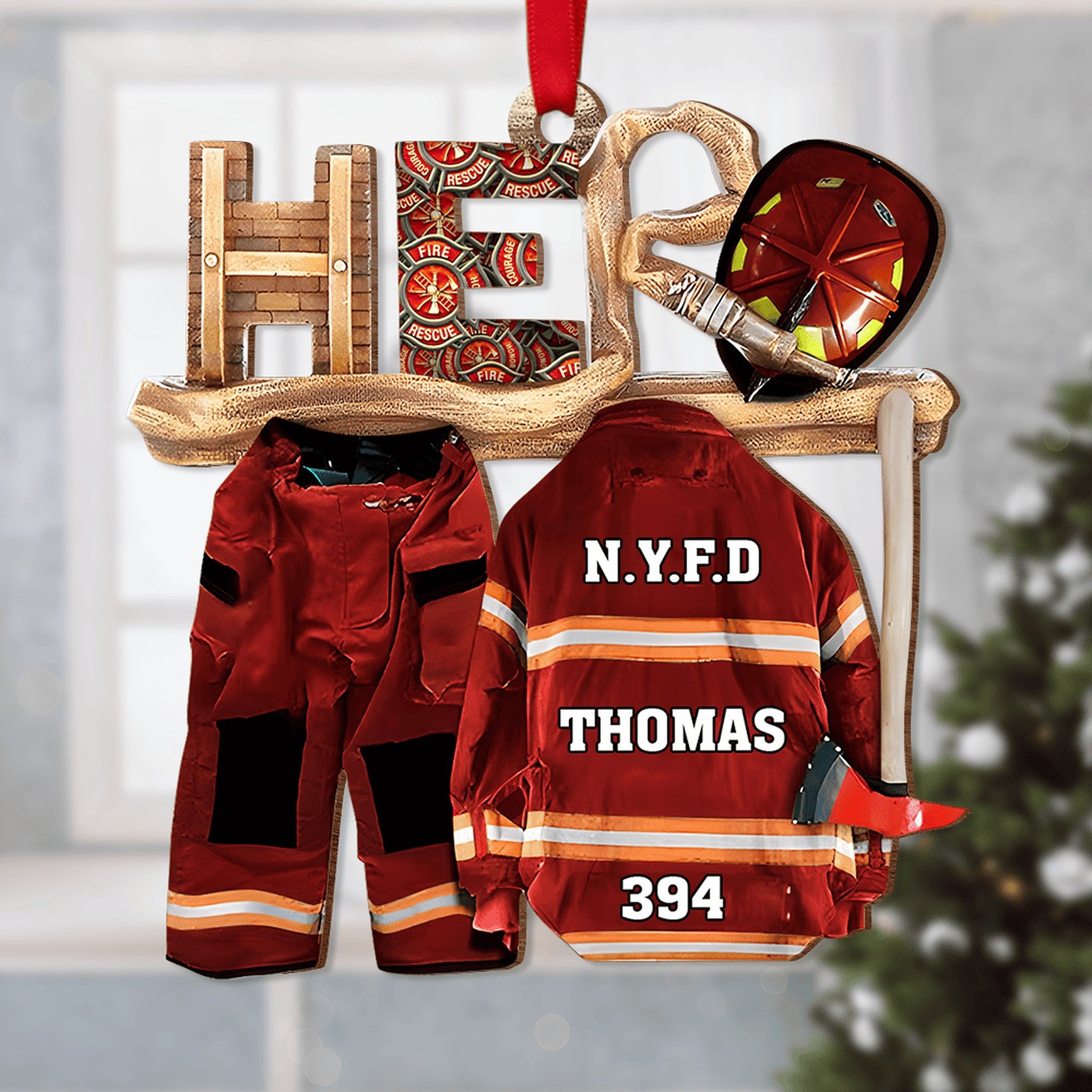 Personalized Gifts For Firefighter Christmas Ornament Firefighter Uniform - Photo 1