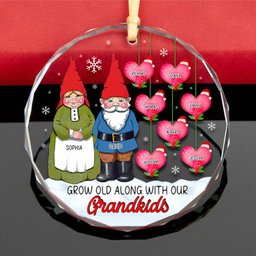 Personalized Gifts For Grandparents, Gnome Grandparents Christmas Crystal Ornament - Photo 1