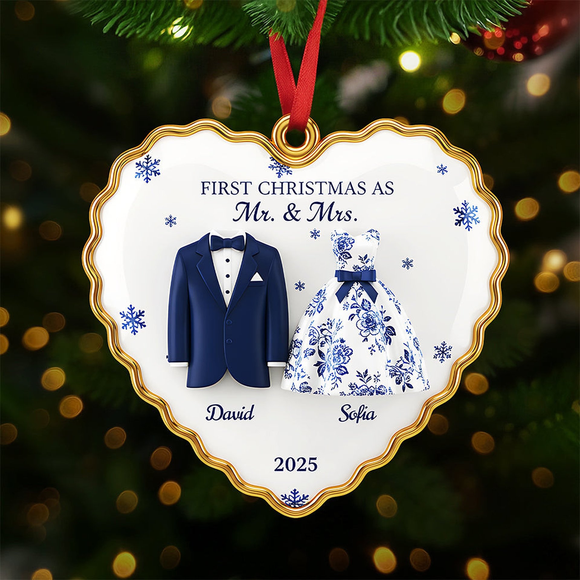 Personalized Gifts For Newlyweds Christmas Ornament 02pgta260925 - Ornament - GoDuckee