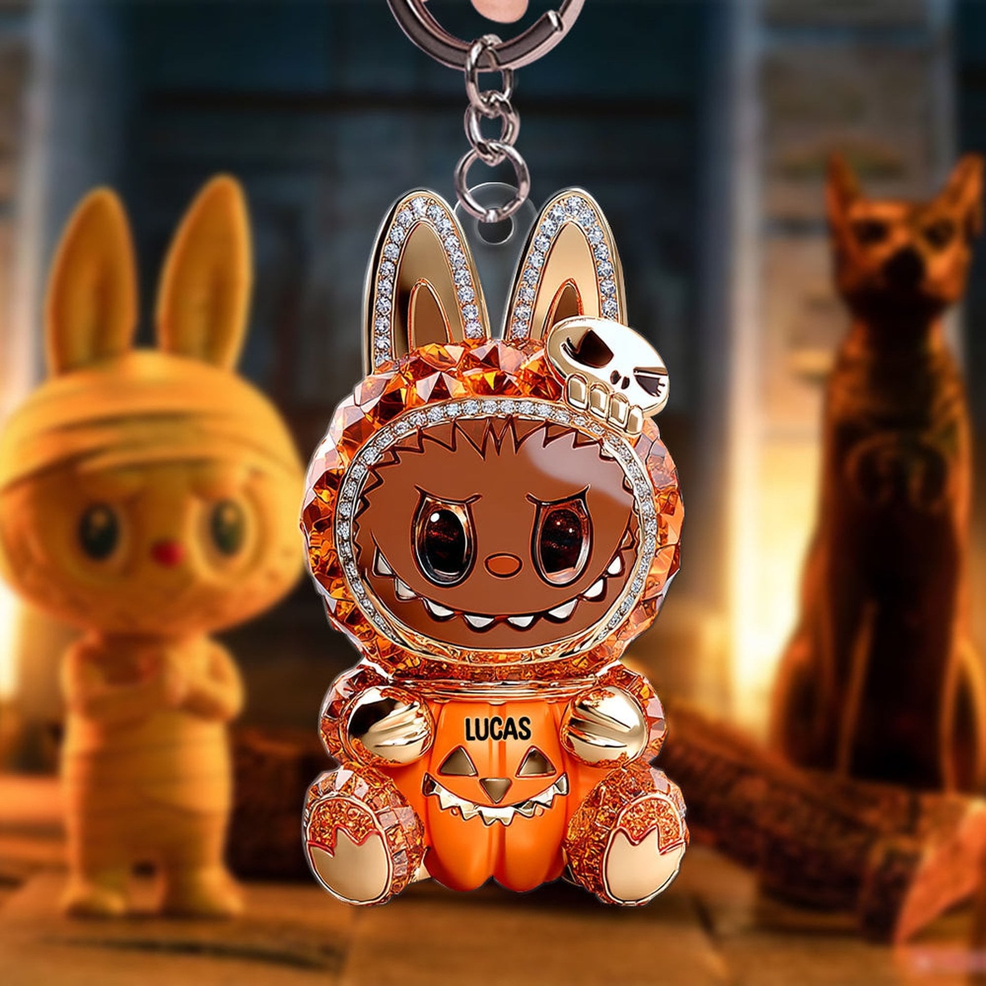 Pumpkin Cute Monster Personalized Gifts For Horror Fans Keychain - Photo 1