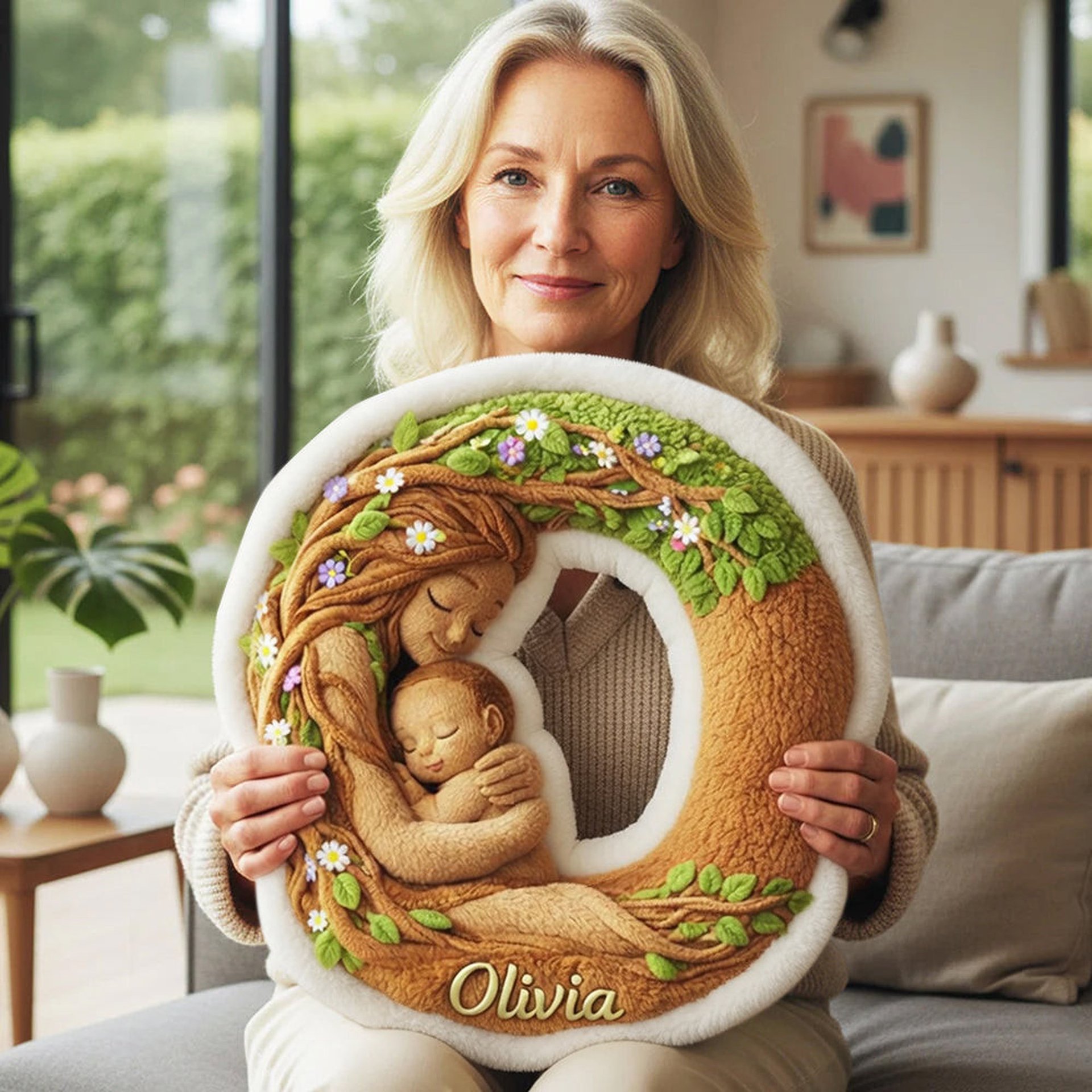 Forest Mom Alphabet Custom Shaped Pillow - Personalized Gifts For Mother - Photo 1
