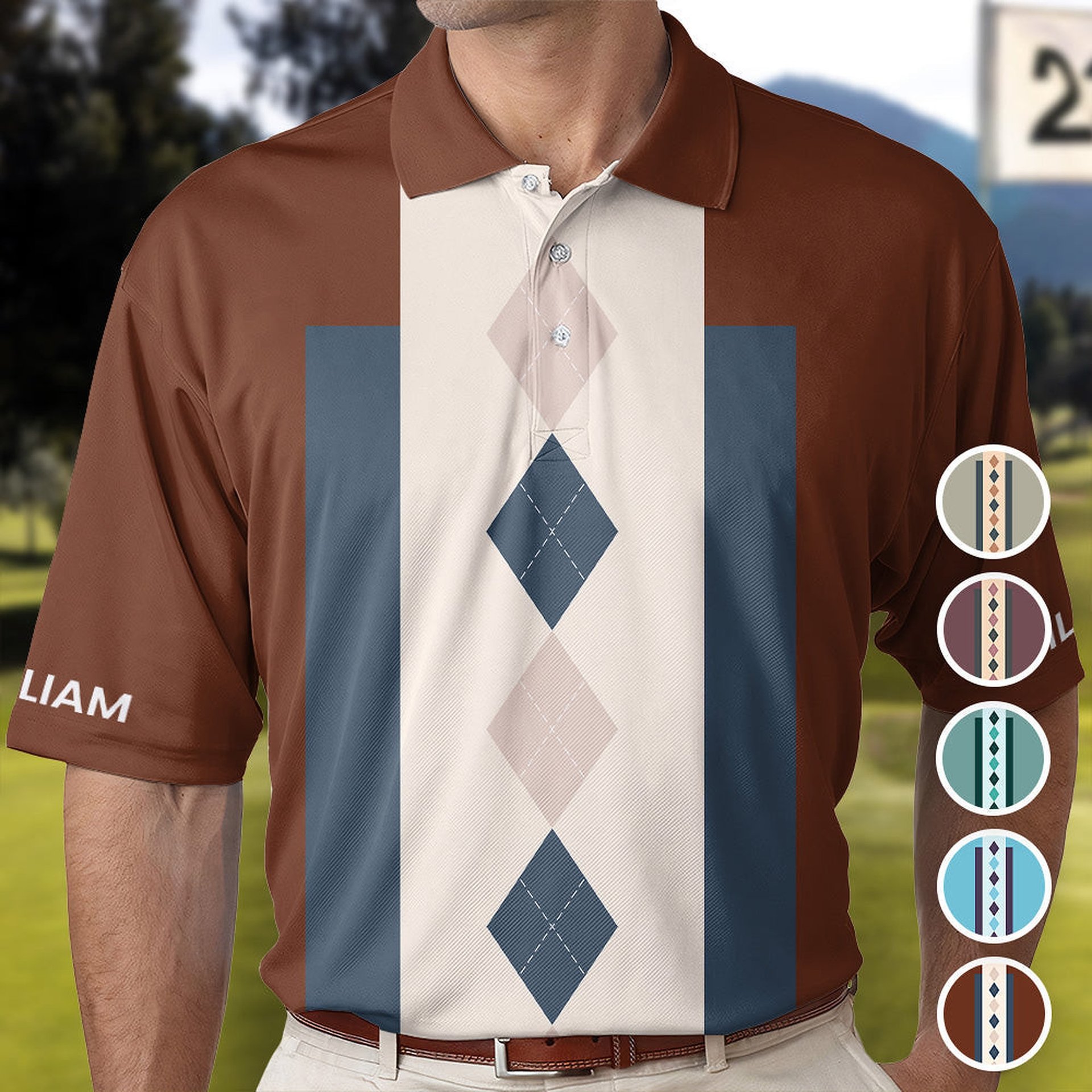 Golf Argyle Pattern Vintage Style For Golf Lovers Gift For Men - Custom Golf Shirt - Photo 1