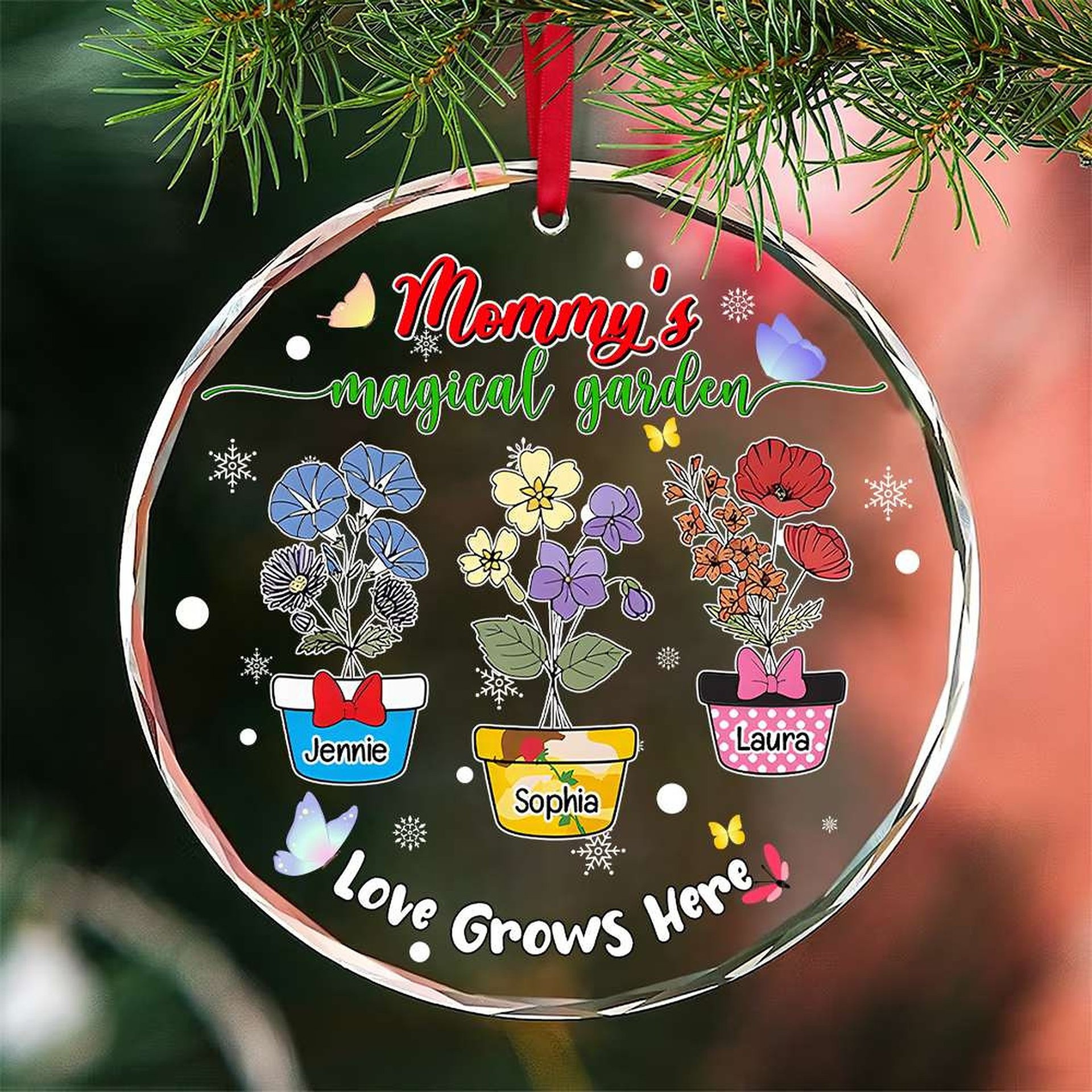 Personalized Christmas Gifts For Mom Ornament, Mom's Magical Garden - Photo 1