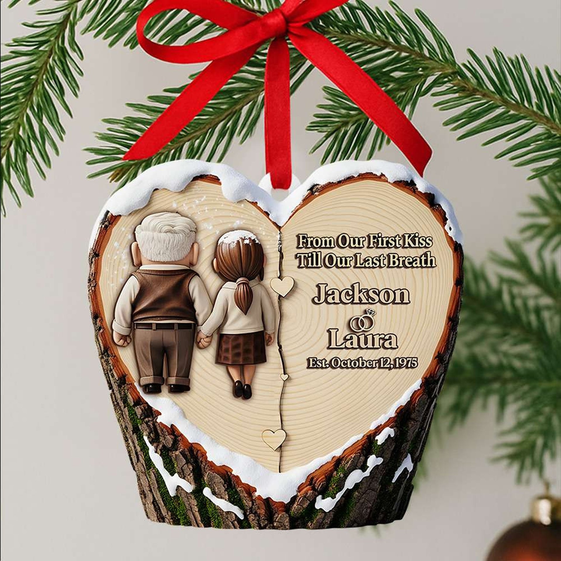 Holding Hands Old Couple Ornament - Personalized Christmas Anniversary Gifts For Couple - Photo 1