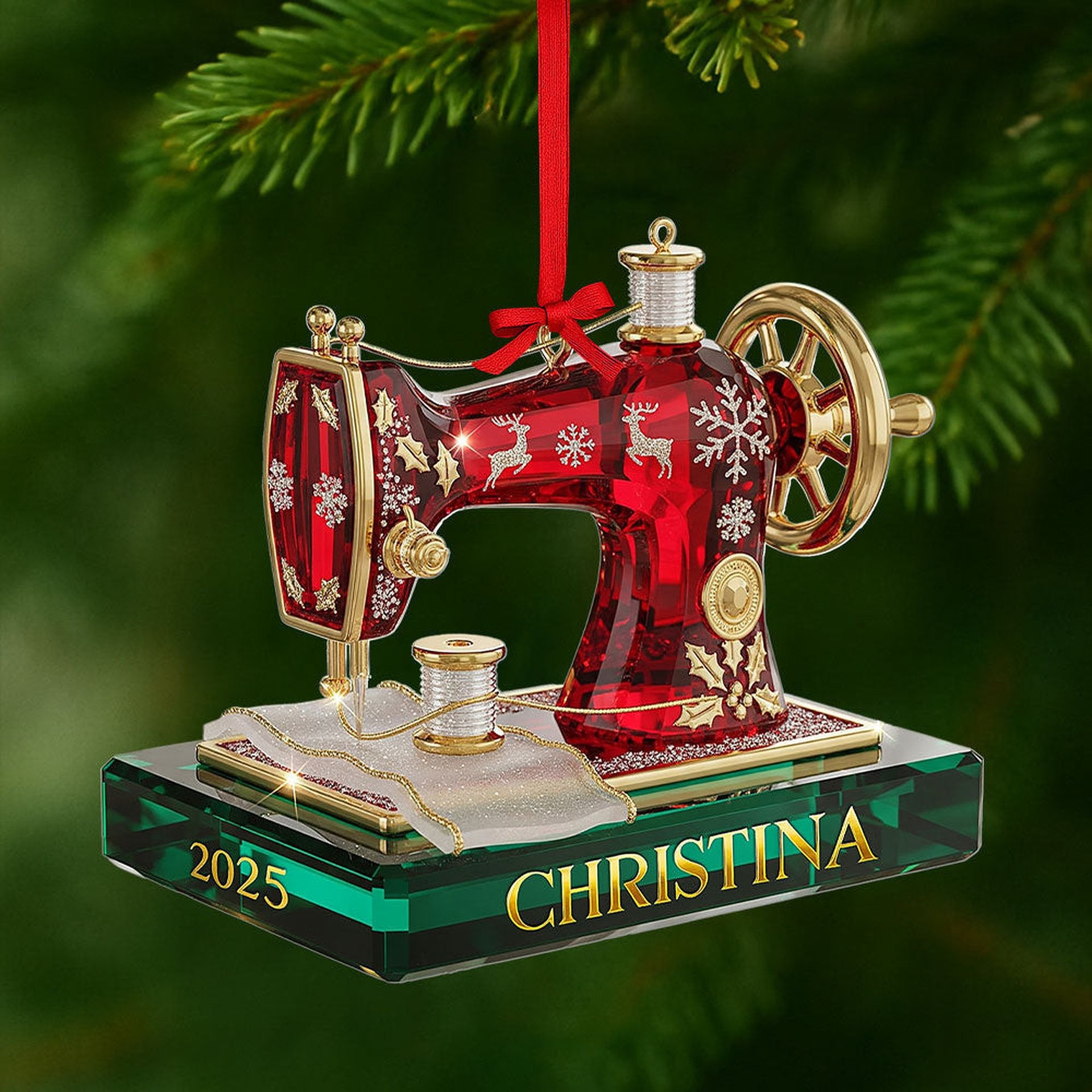 Sewing Machine Ornament - Personalized Gifts For Sewing Lovers 03pgti150825 - Ornament - GoDuckee