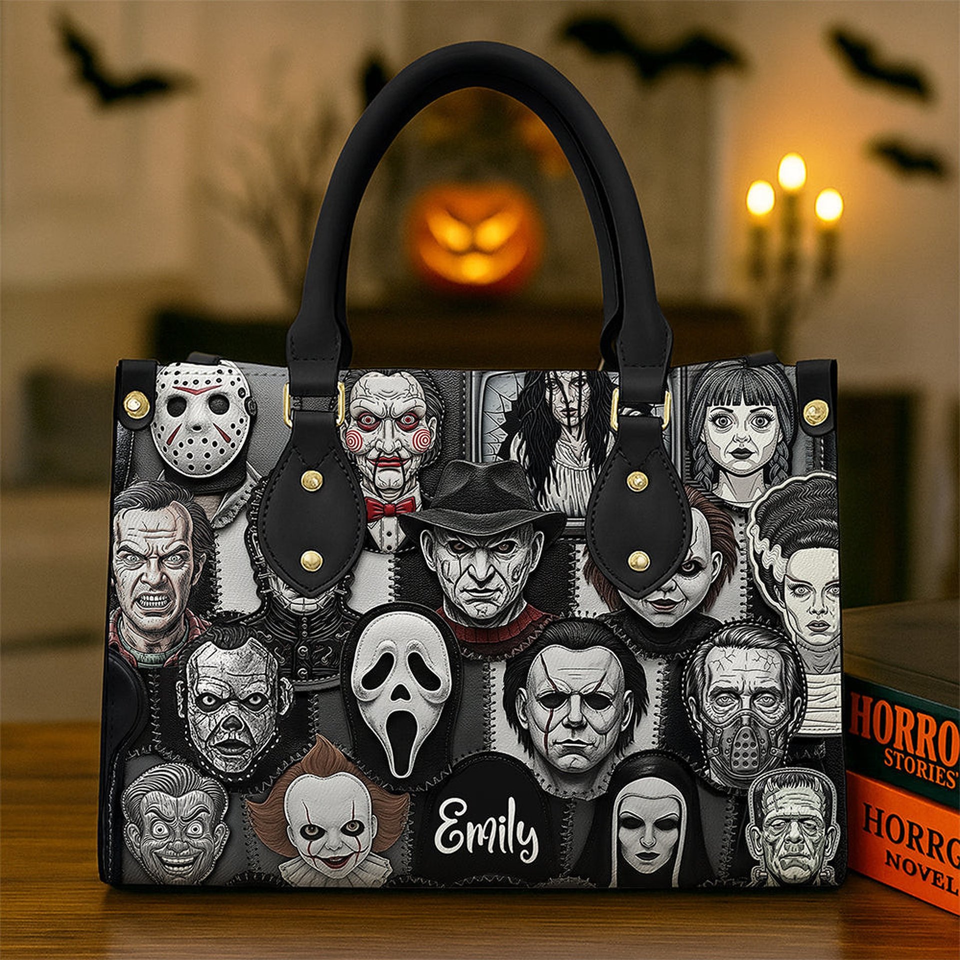 Horror Patches Leather Bag, Personalized Gifts For Horror Movie Fans - Photo 1