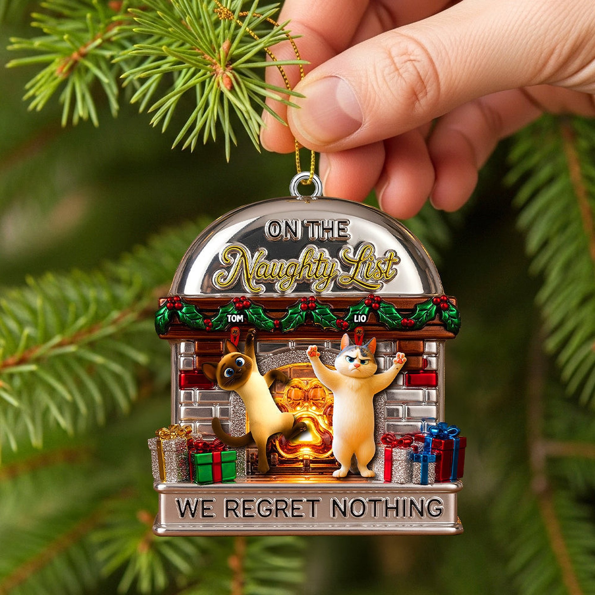 Naughty List Ornament Custom Photo Gifts For Cat Lovers