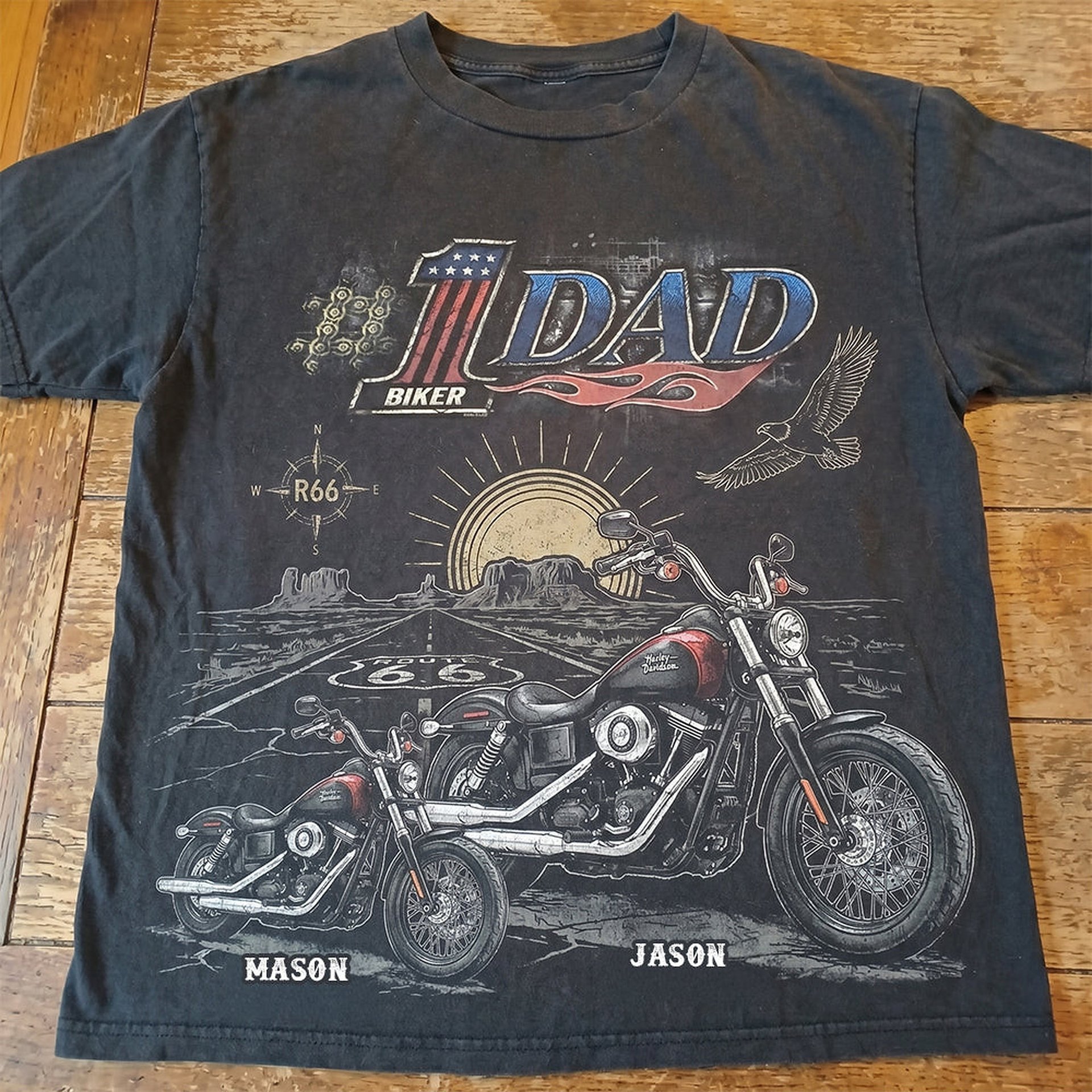 King Of The Road Motorcycle Dad Shirt - Personalized Gifts For Biker Dads - Photo 1