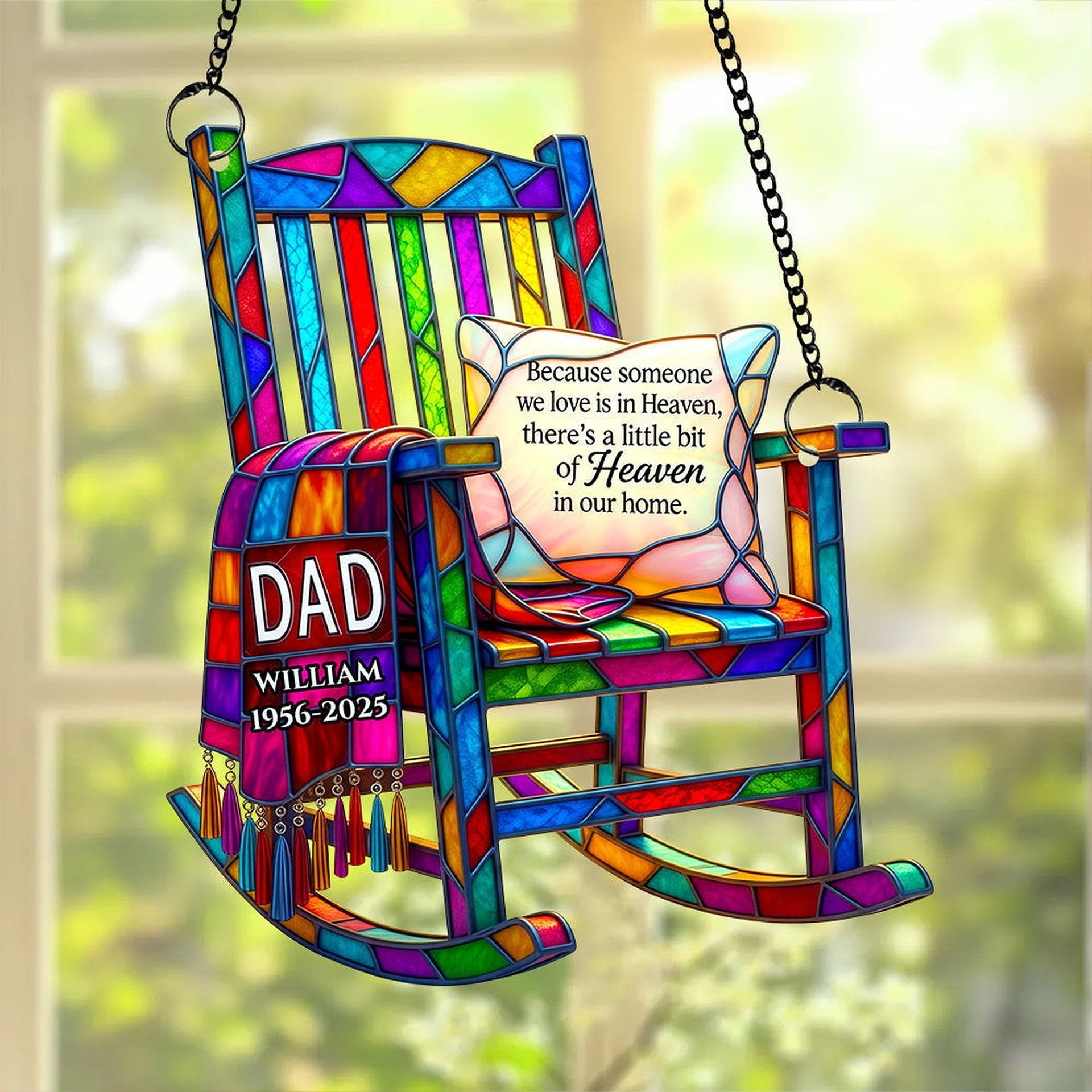 Memorial Chair Suncatcher Ornament Personalized Gifts for Heaven - Photo 1