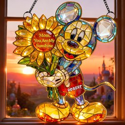 Sunflower Kid 1 layer suncatcher - Personalized Gifts For Mother's Day Suncatcher Ornament - Photo 1
