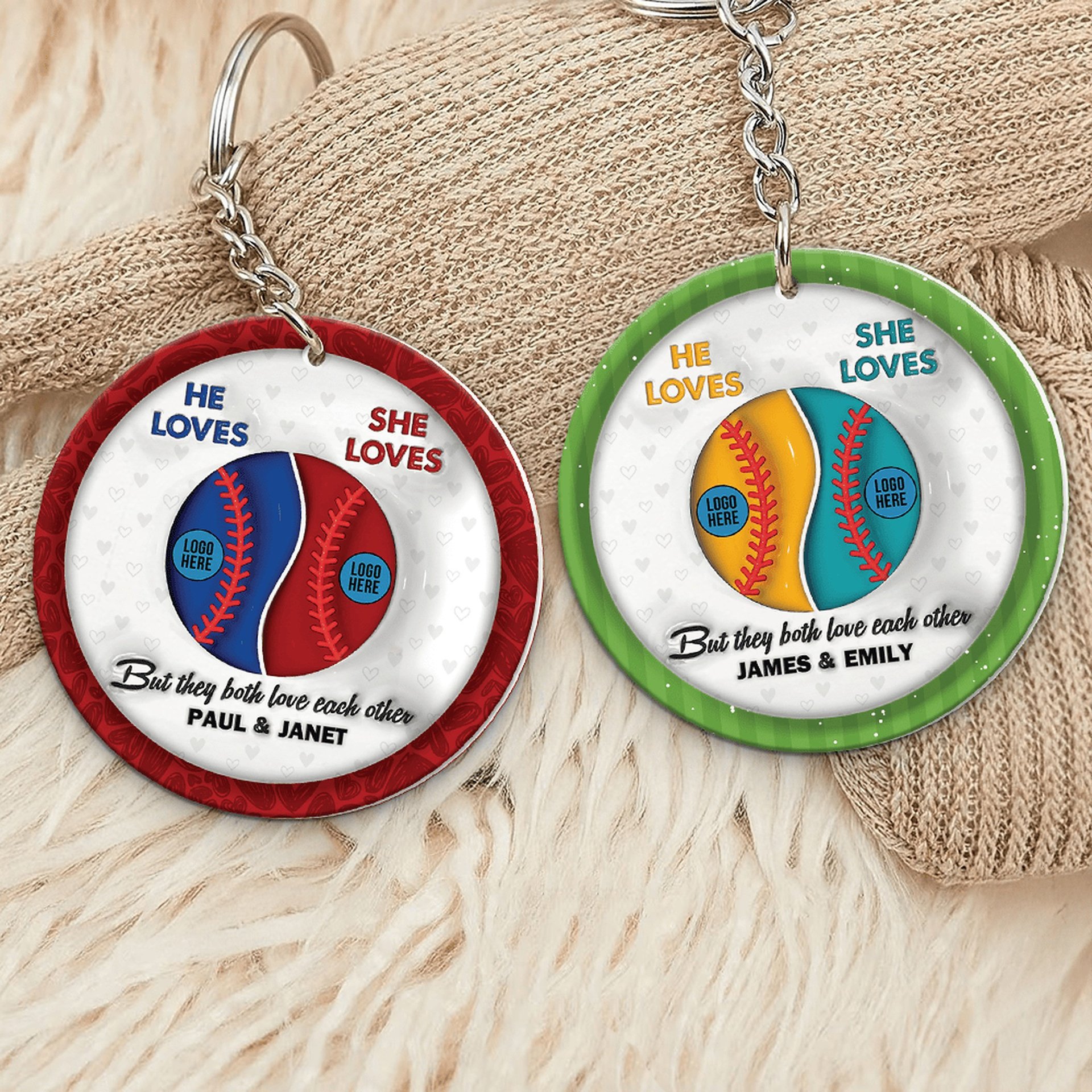 Personalized Gifts For Baseball-loving Couple Keychain - Photo 1