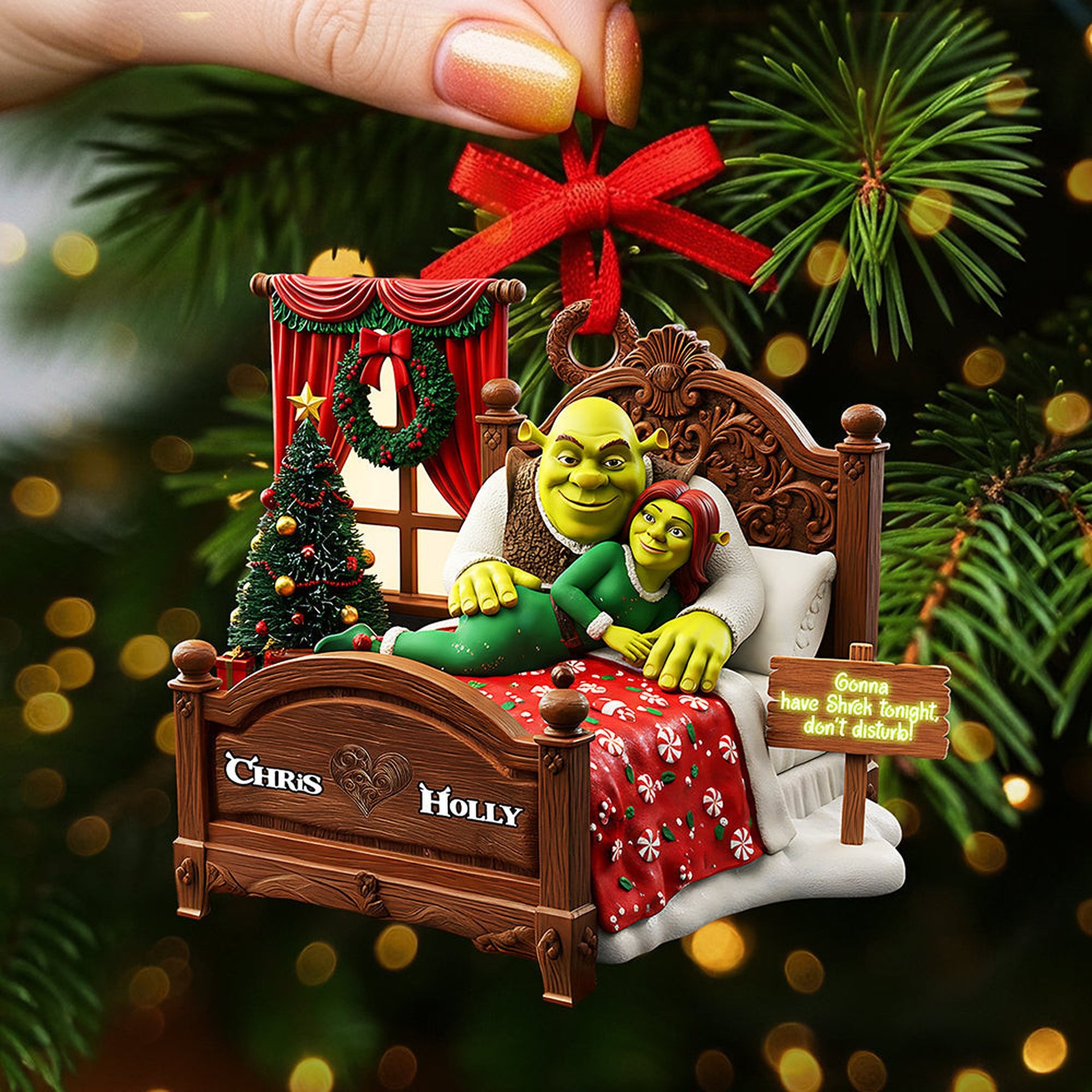 Personalized Gifts For Christmas Naughty Couple Acrylic Ornament - Photo 1
