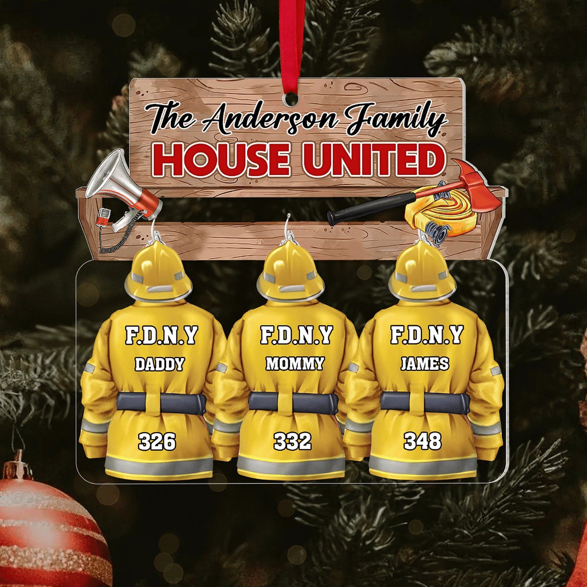 Personalized Gift For Firefighter Family Christmas Ornament - Photo 1