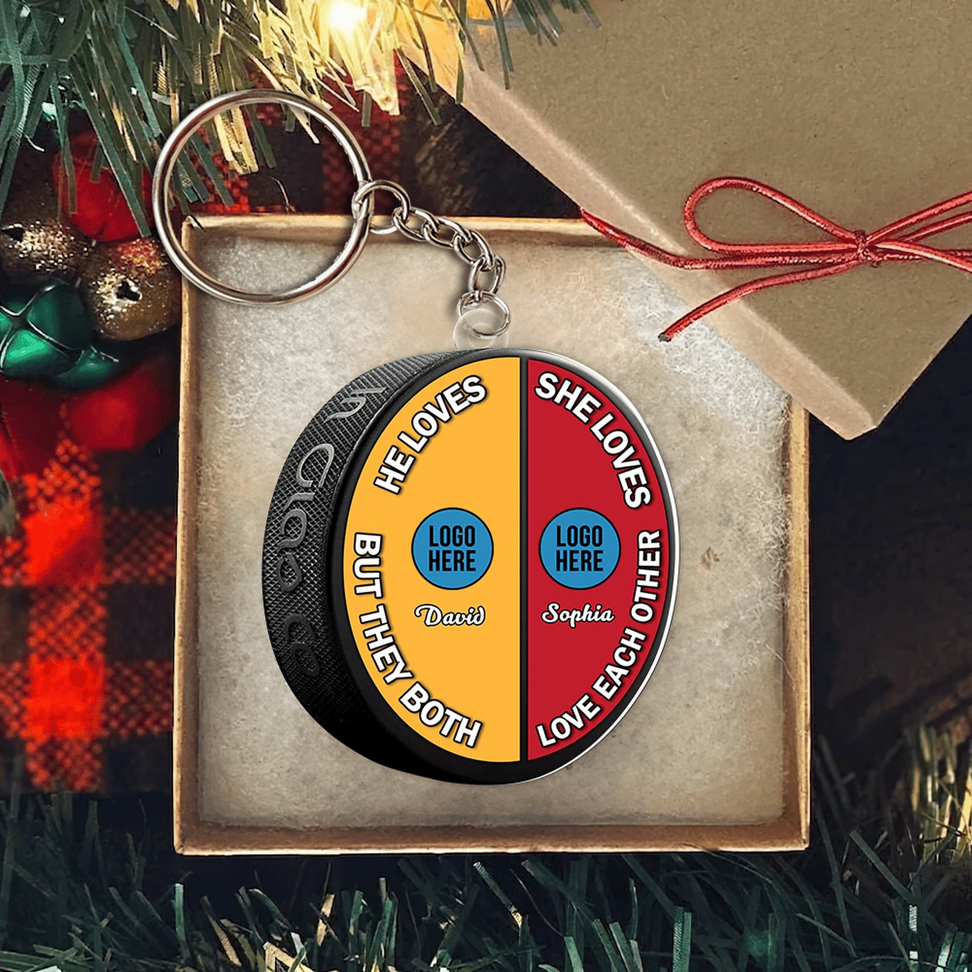 Personalized Gifts For Ice Hockey-loving Couple Christmas Ornament - Photo 1