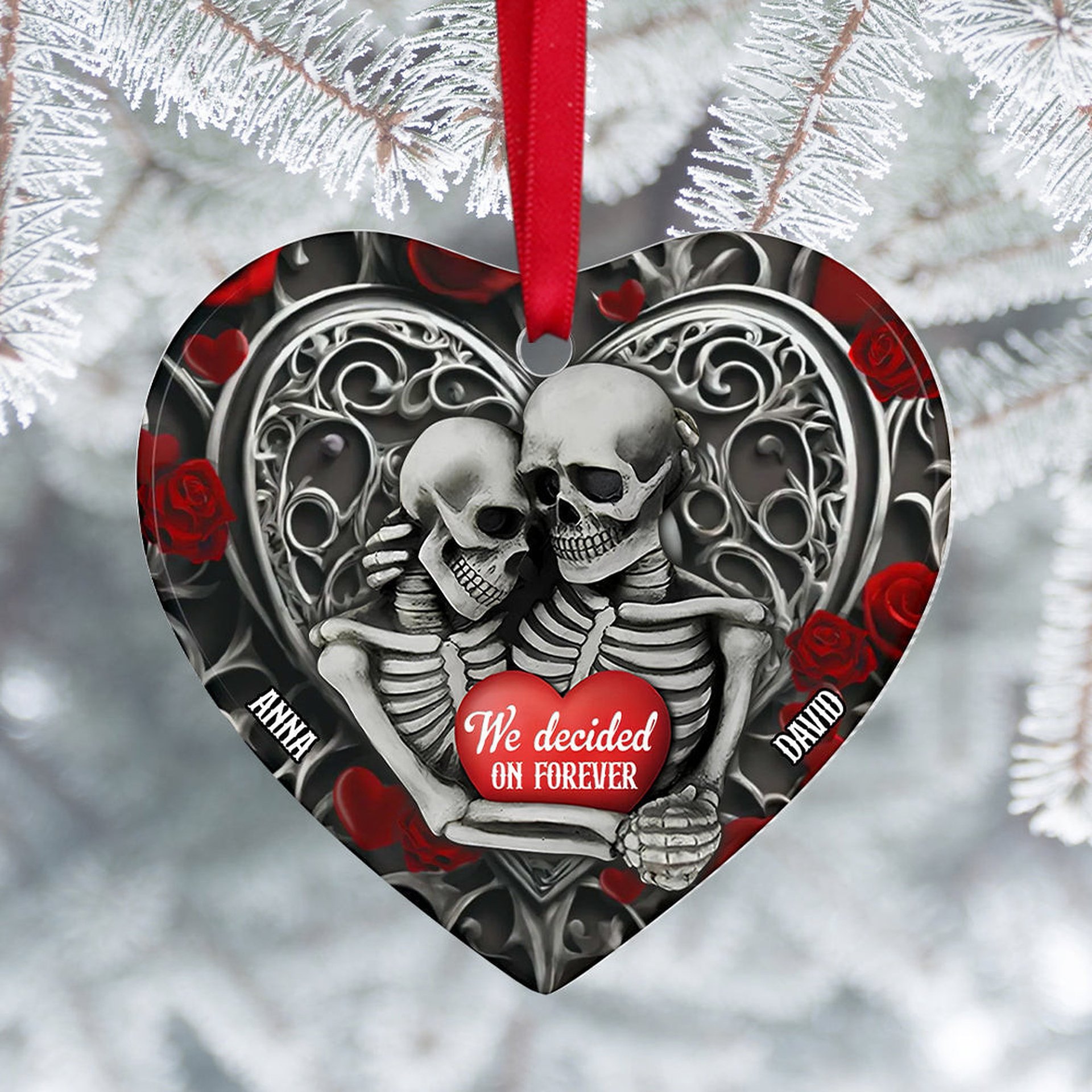 Personalized Christmas Gift For Couple Ornament Skeleton Couple - Photo 1