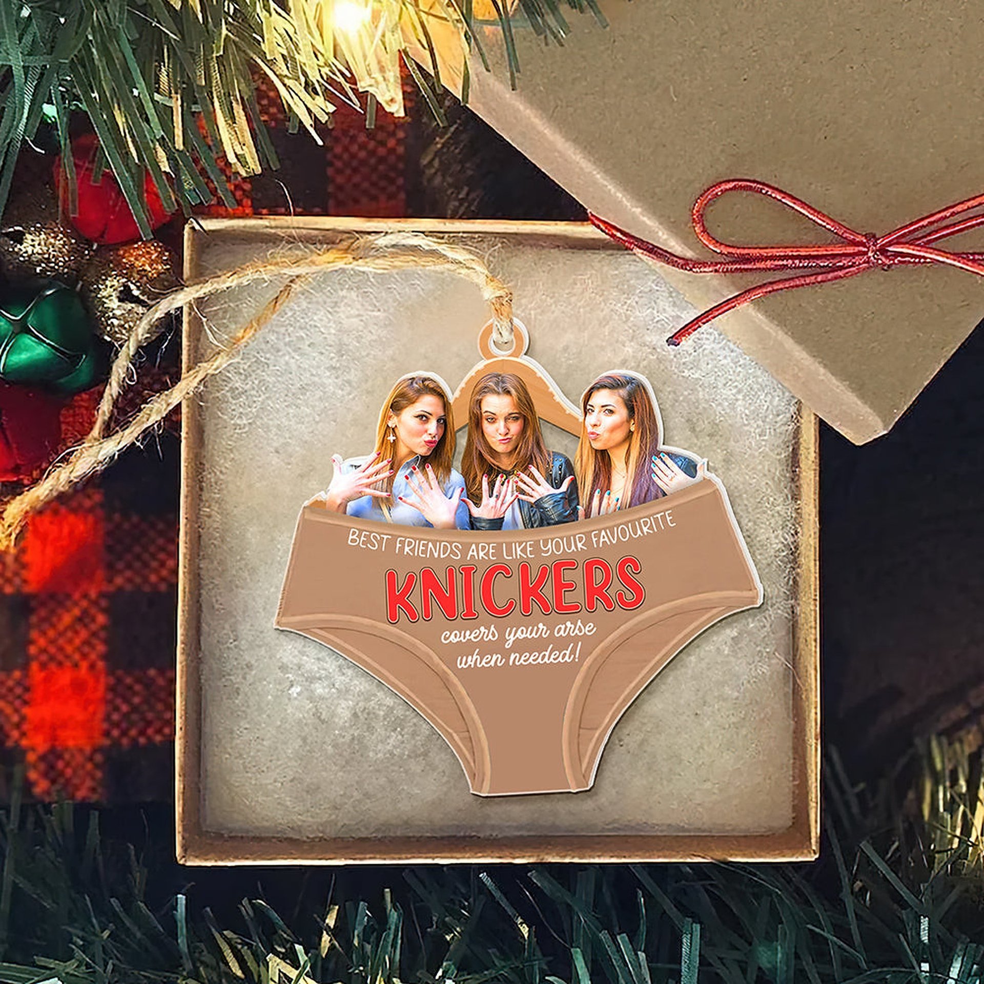 Personalized Custom Photo Christmas Gifts For Friends, Funny Knickers Acrylic Ornament