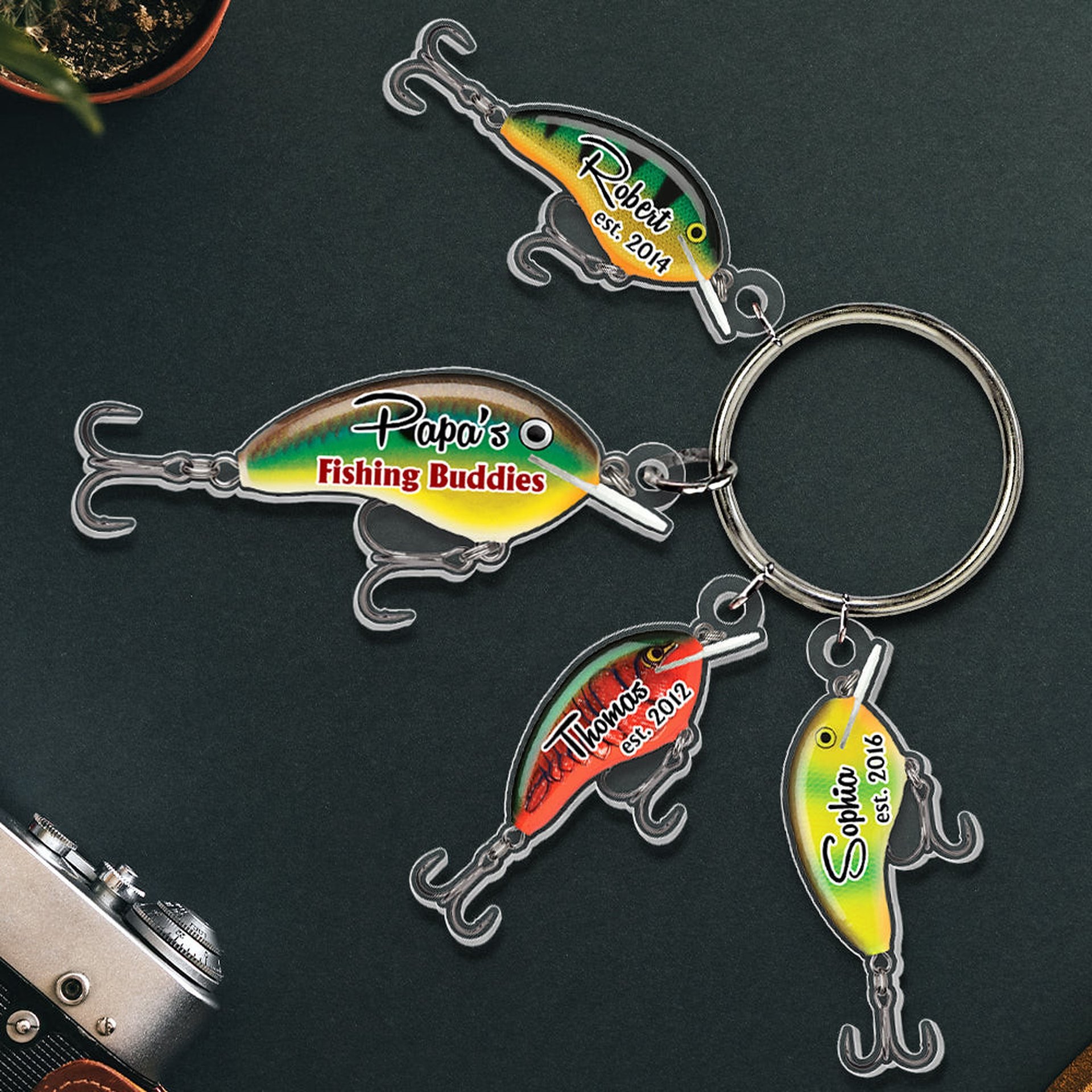 Personalized Gifts For Dad Keychain With Fishing Lure Charms - Photo 1