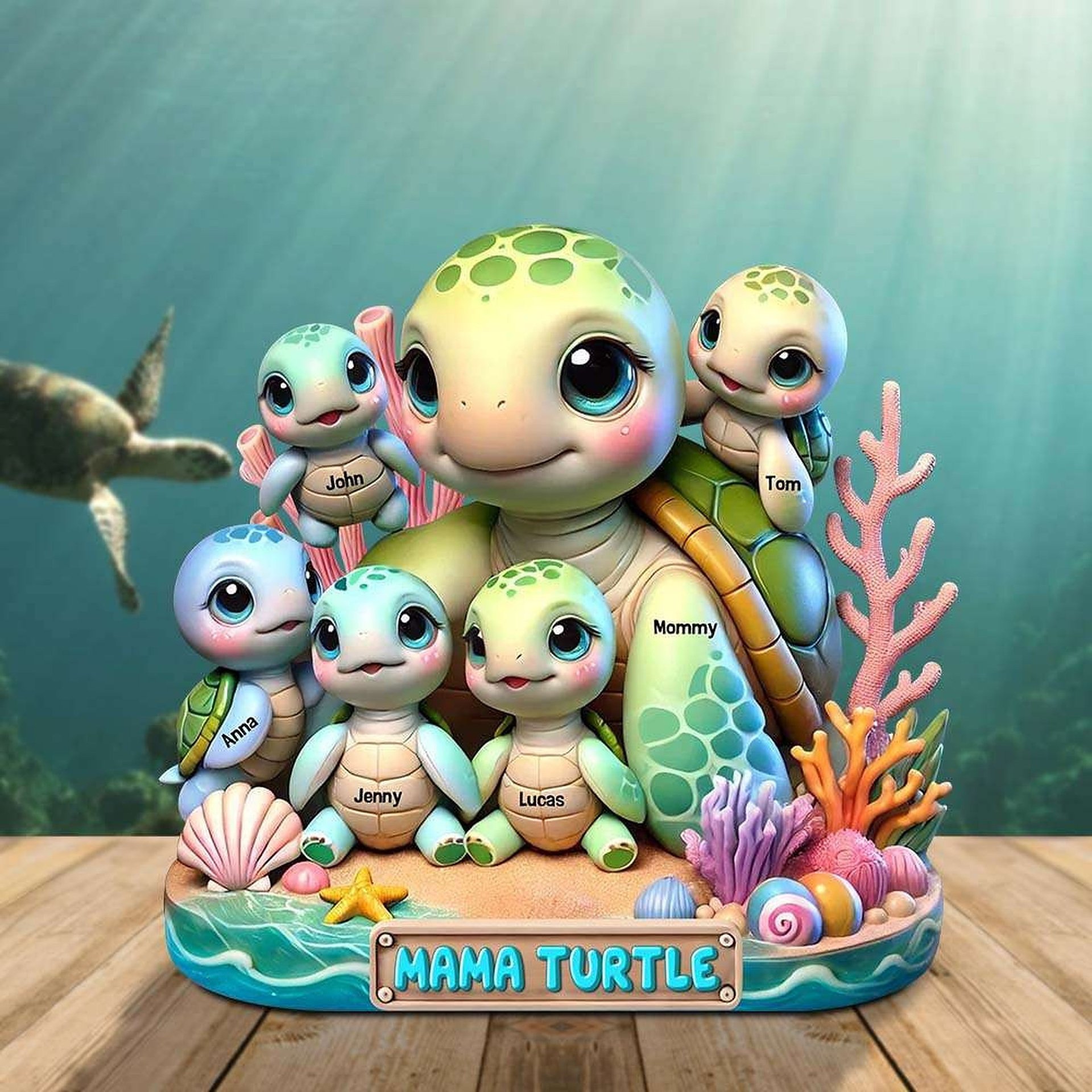 Turtle Mama Plaque - Personalized Christmas Gifts For Mom - Photo 1