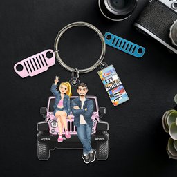 Personalized Gifts For Off-road Couple Keychain With Charms 08qhqn190724pa, License Plate Charms - Photo 1