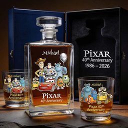 40th Anniversary - Personalized Animation Movie Whiskey Decanter Set