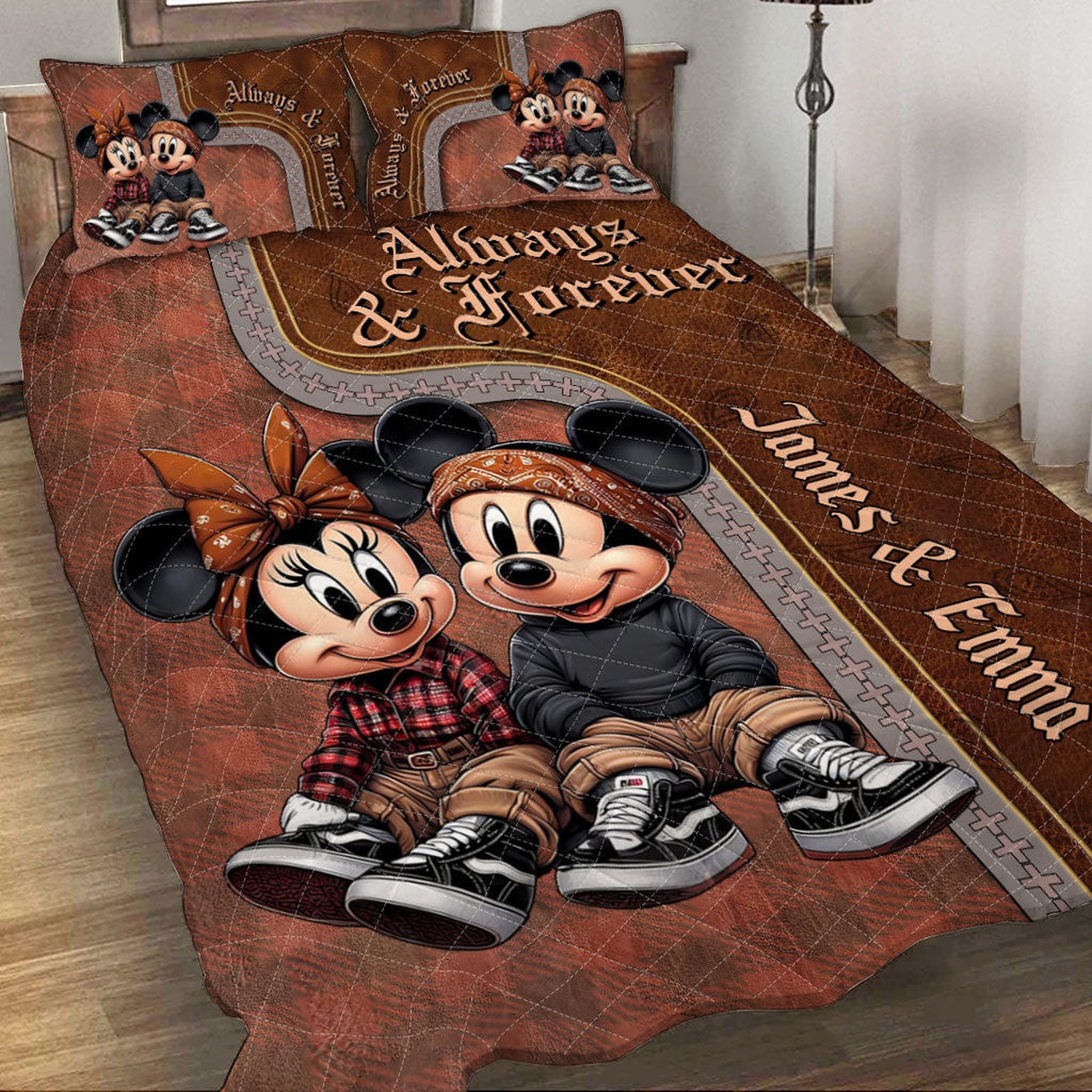 Always And Forever Chicano Mouse Ears - Personalized Mouse Quilt Set