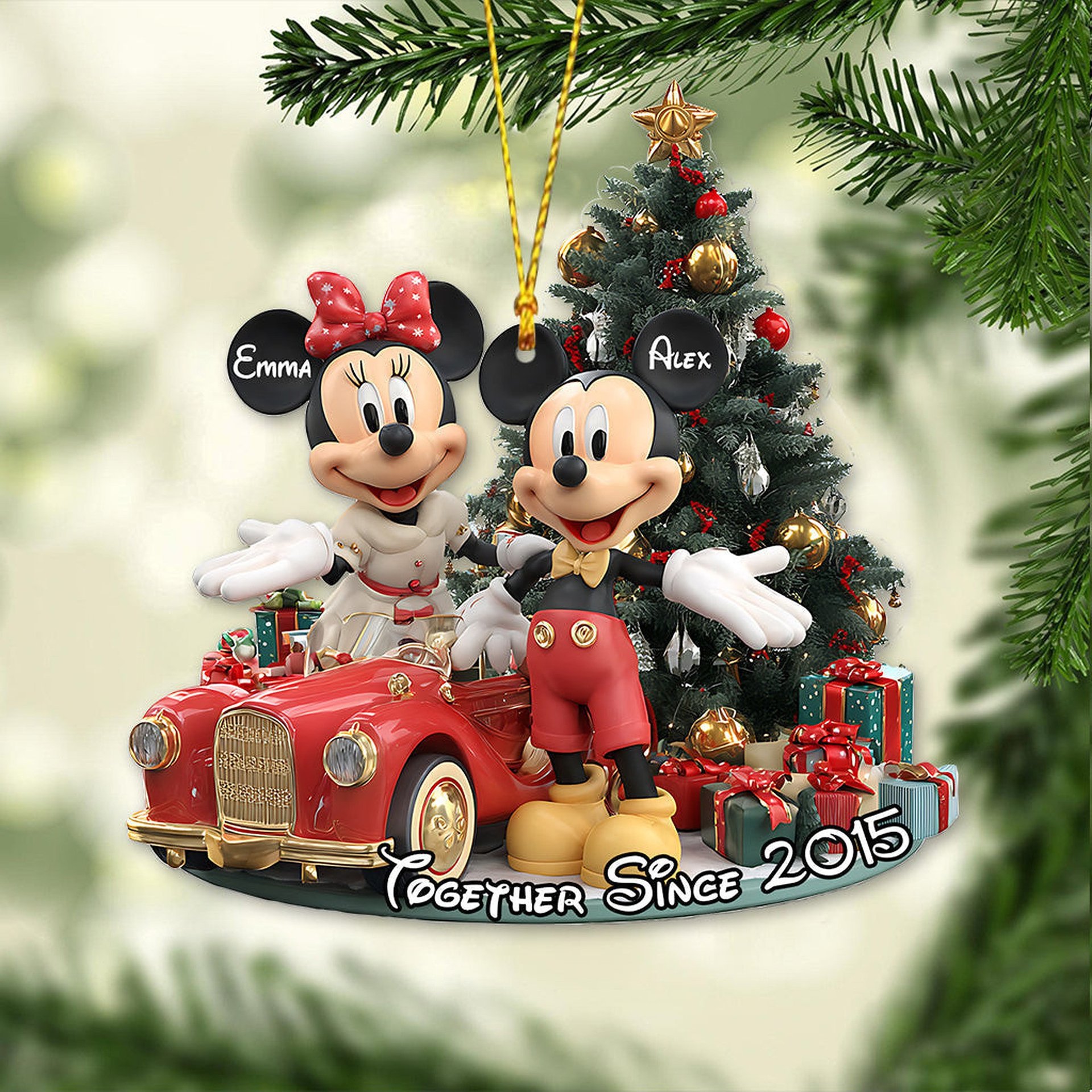 Christmas Couple - Personalized Mouse Ornament