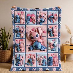 Cartoon Couple - Personalized Ohana Blanket
