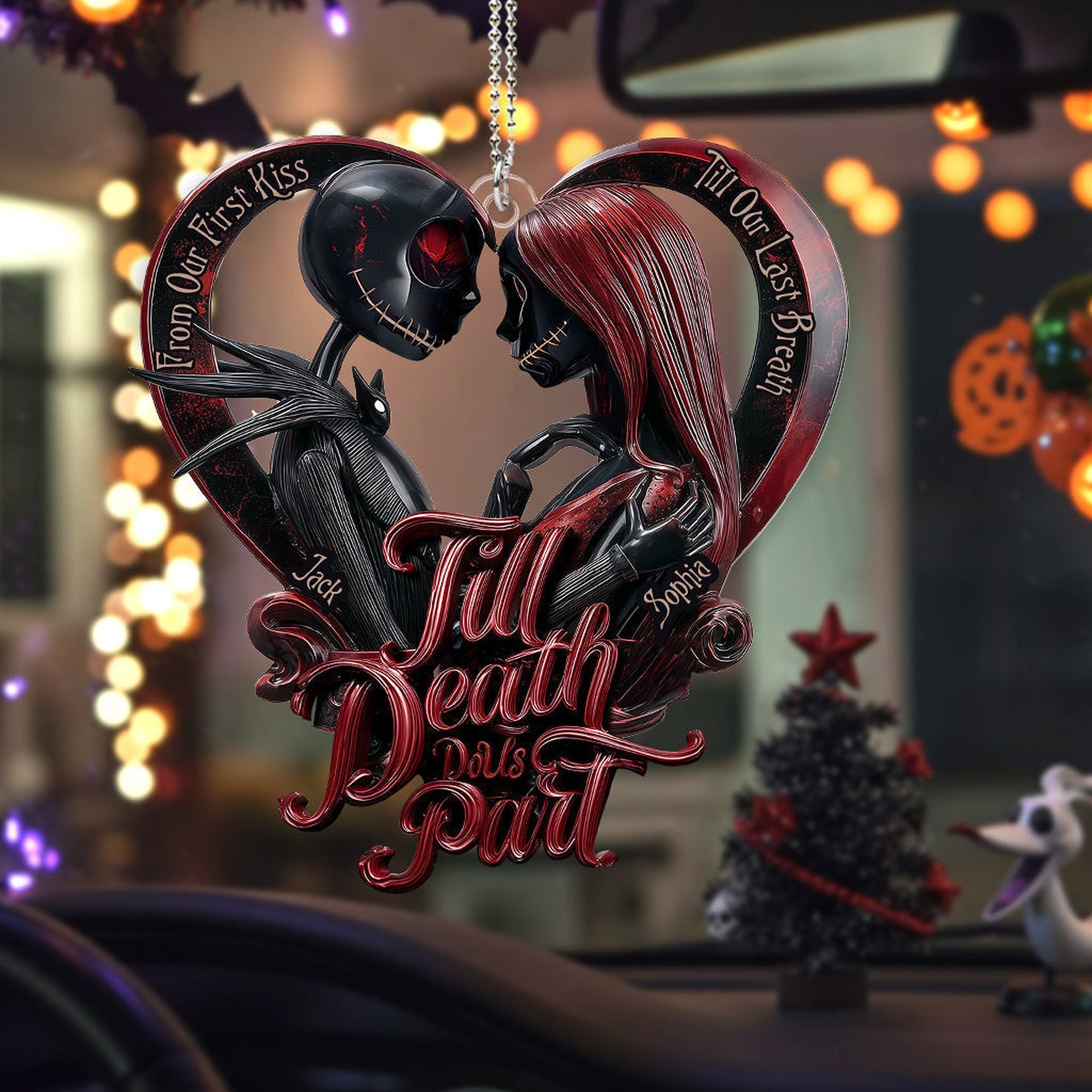 From Our First Kiss Till Our Last Breath - Personalized Nightmare Transparent Car Ornament