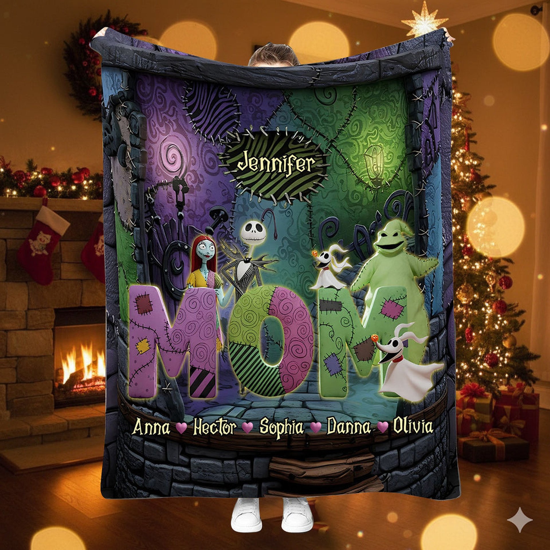 Nightmare Family Christmas Gift for Mom, Nana, Gigi - Personalized Blanket