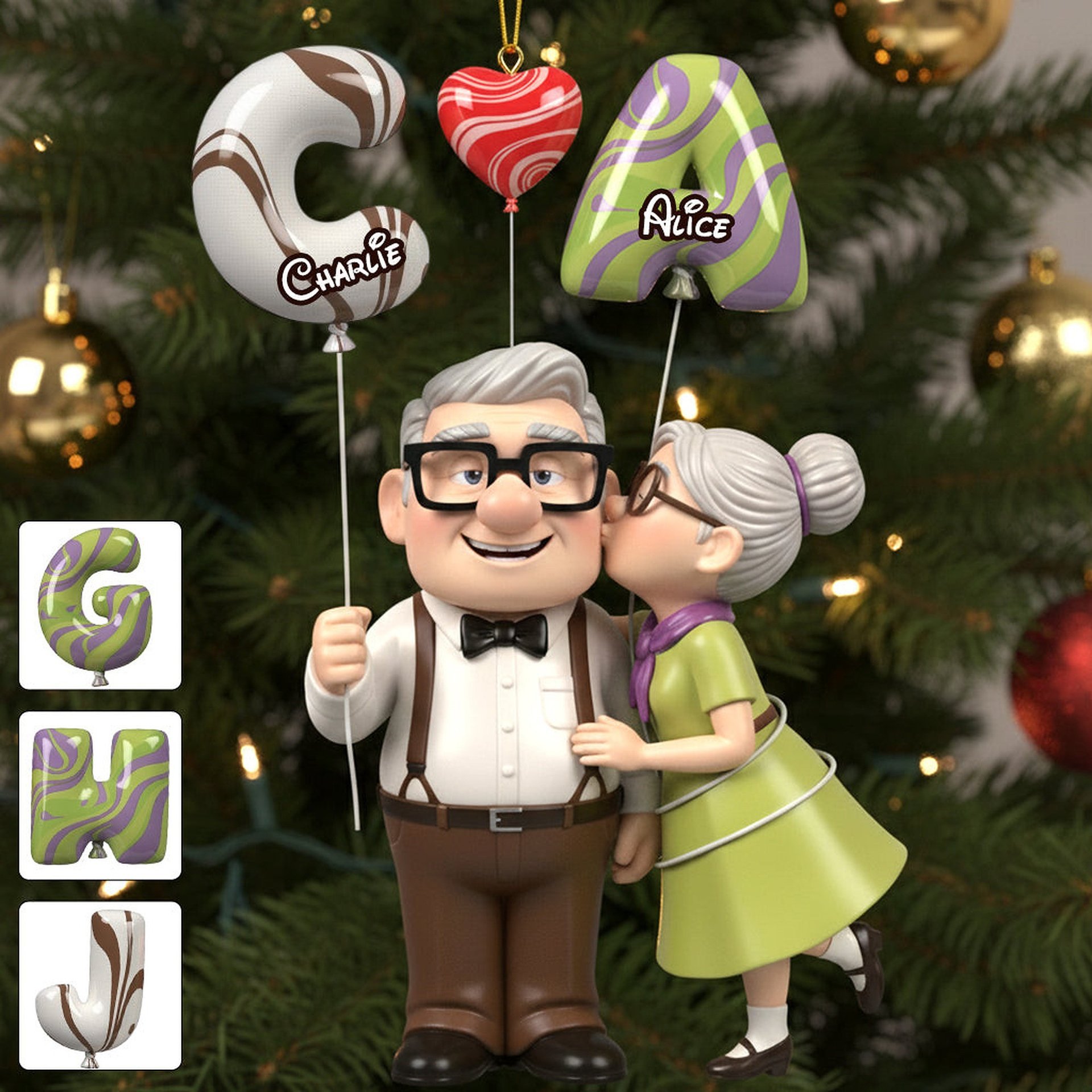 Sweet Love Balloon - Personalized Couple Transparent Ornament