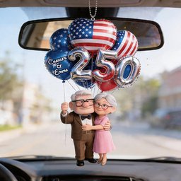 Hanging Balloons Old Couple 250 - Personalized Up Movie Couple Transparent Car Ornament