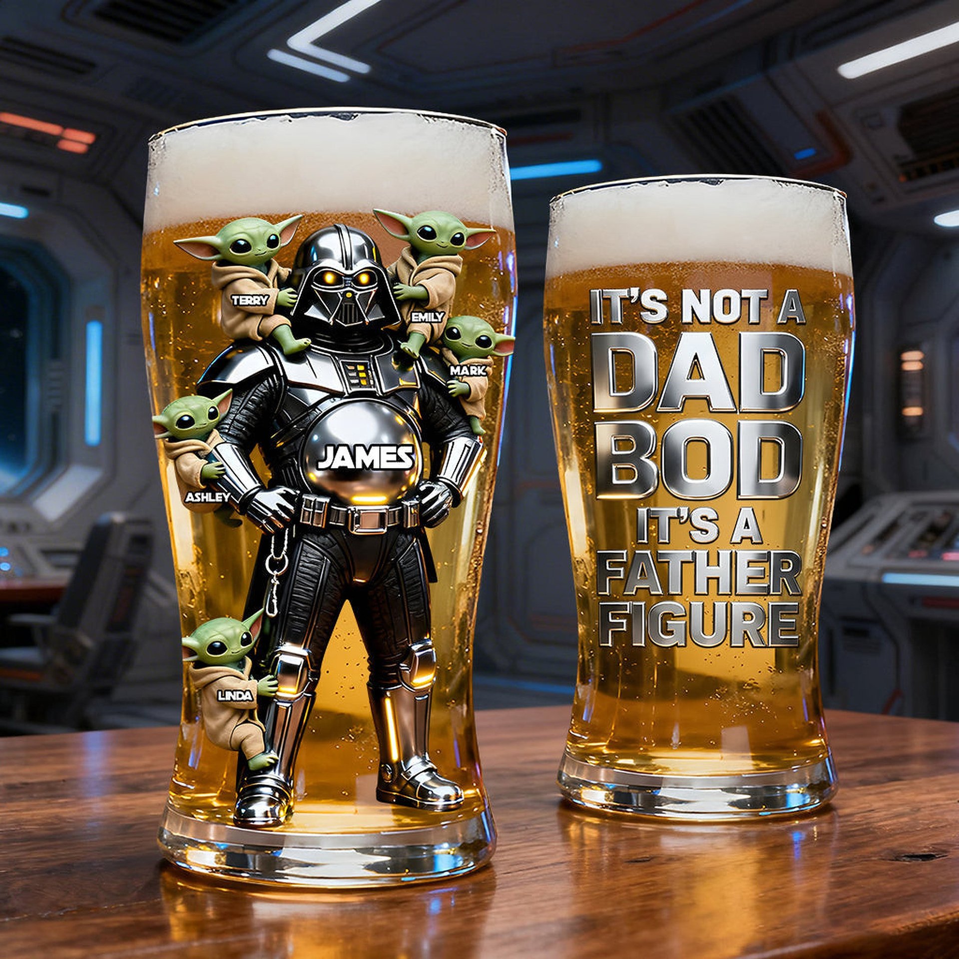 It's Not A Dad Bod It's A Father Figure - Personalized The Force Beer Pint