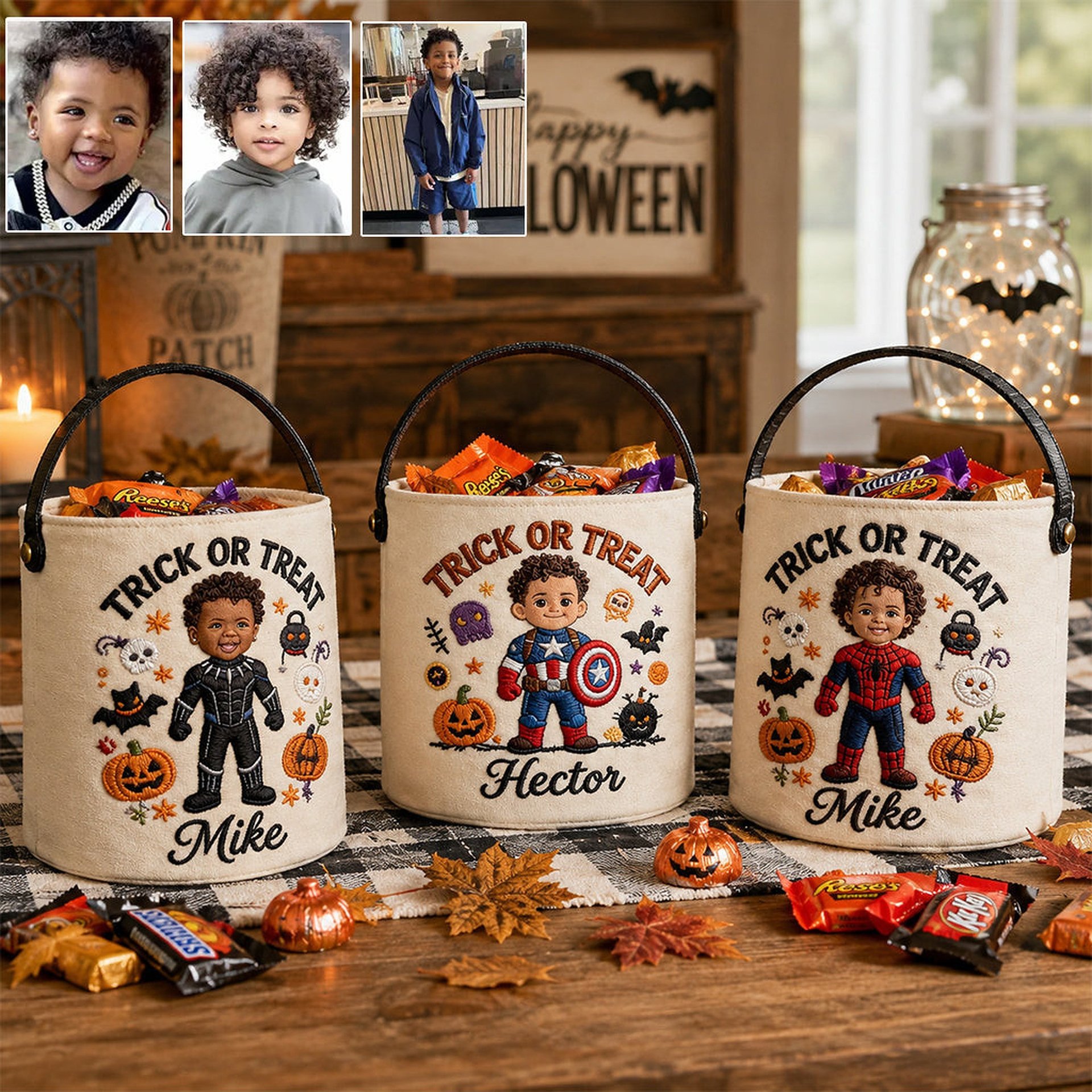 Kid Basket For Halloween/ Easter/ Christmas... - Personalized Kid Canvas Bucket Bag