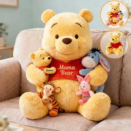 Mama Bear - Personalized Yellow Bear Premium Faux Fur Pillow