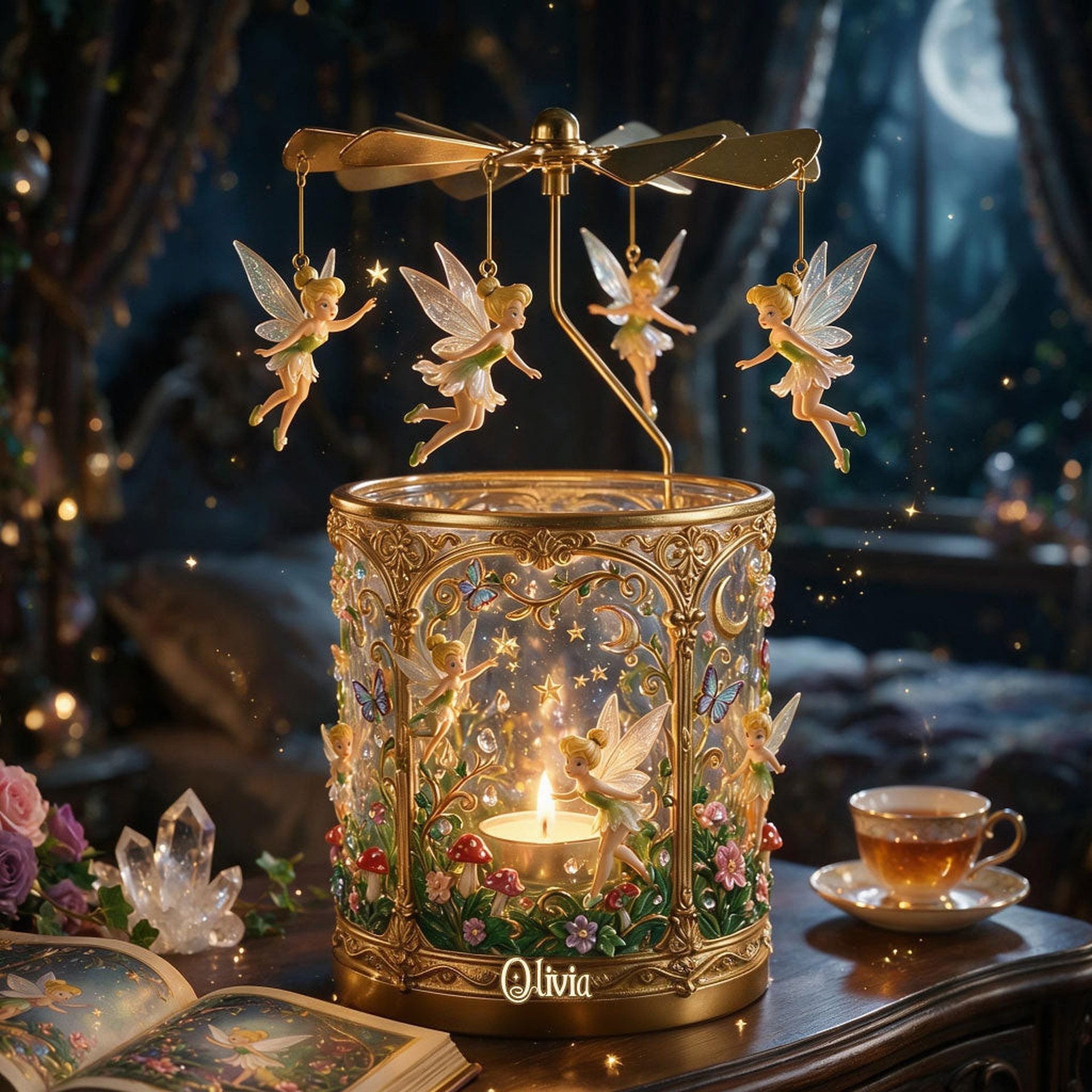 Magical Garden Fairy - Personalized Flying Fairy Spinning Candle Holder