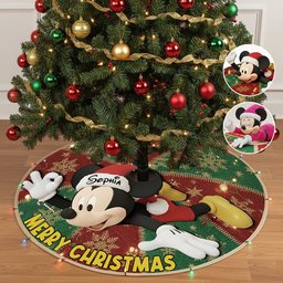 Merry Christmas - Personalized Mouse Shaped Tree Skirt
