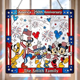 Patriotic Magic Cartoon - Personalized Mouse Window Hanging Suncatcher Ornament
