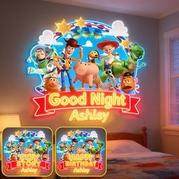 The Story Of The Toys, Happy Birthday - Personalized Movie For Kids Neon LED Light Sign