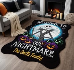 Welcome To Our Nightmare - Personalized Nightmare Shaped Doormat/ Rug