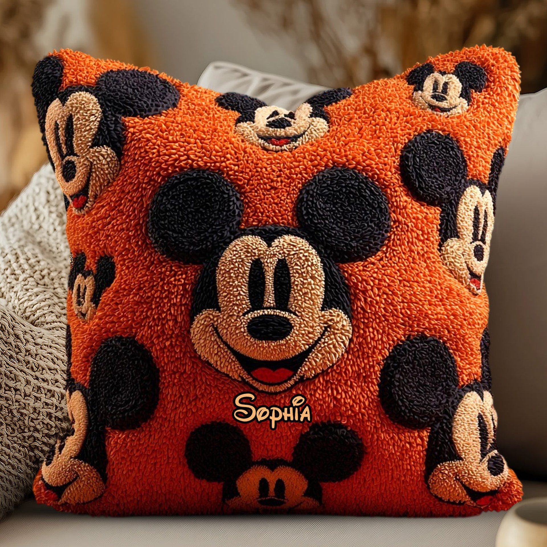 Big Ears Mouse Friend - Personalized Mouse Throw Pillow